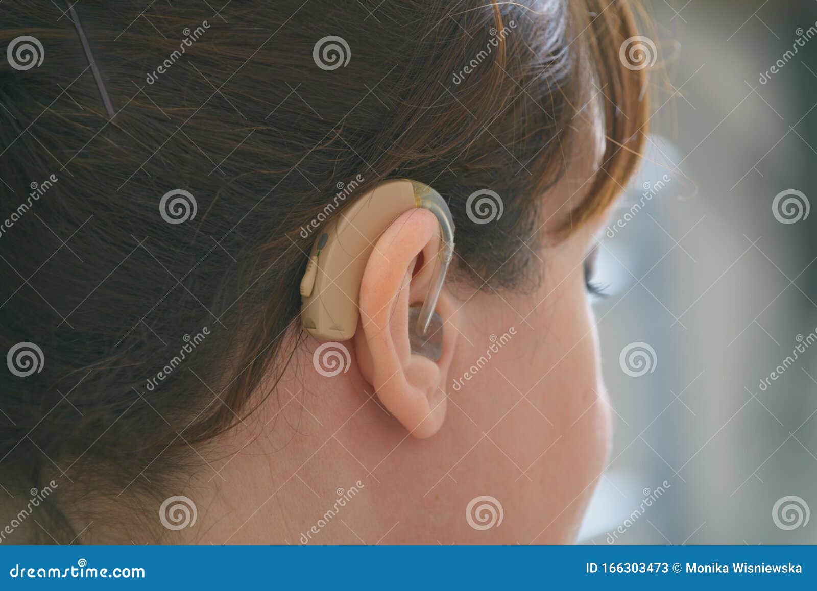 Deaf Woman Wearing Hearing Aid Stock Image Image of deaf, audiology