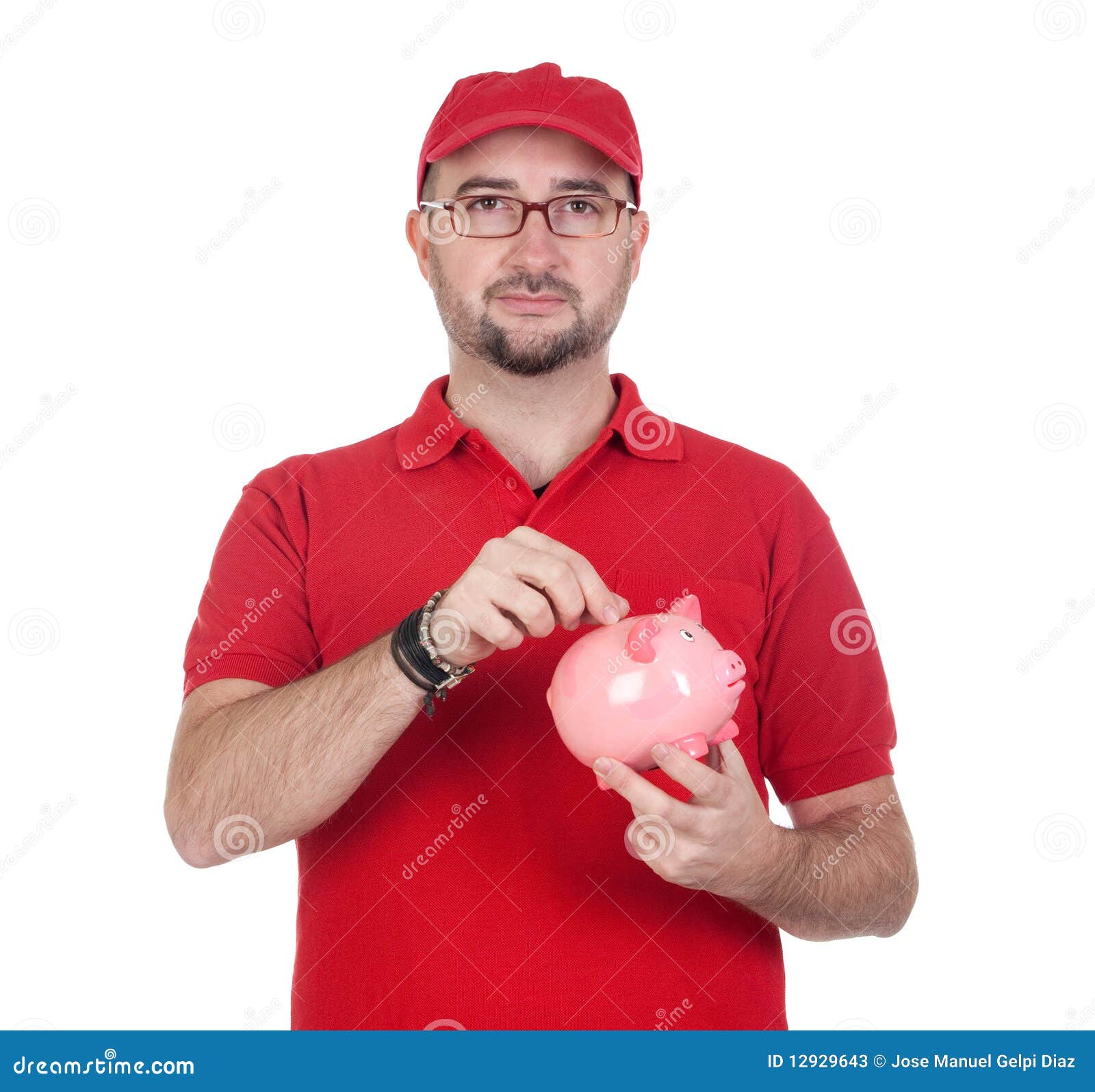 Dealer with Moneybox Inserting a Coin Stock Image Image of glasses