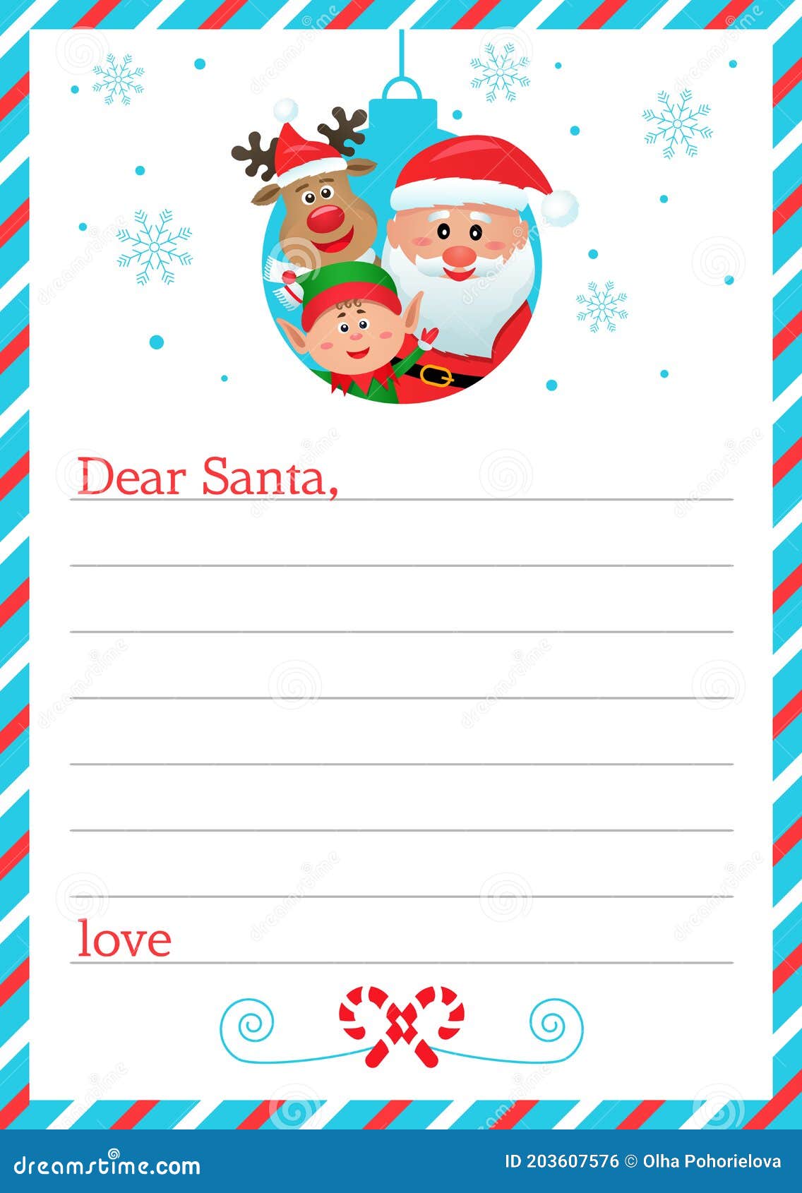 Dear Santa Claus, Blank Letter Template with Christmas Symbols. Stock ...