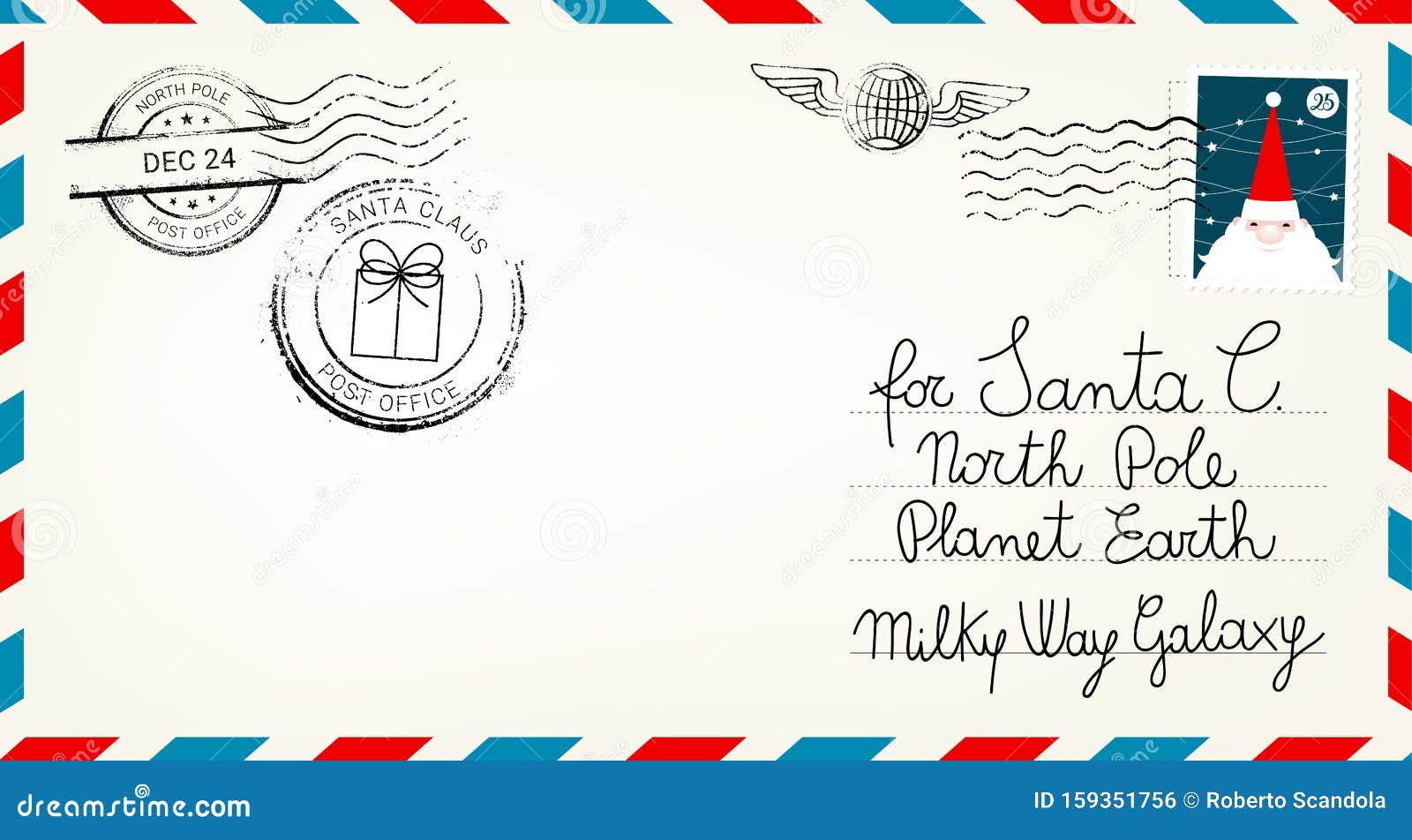 dear santa claus mail envelope.