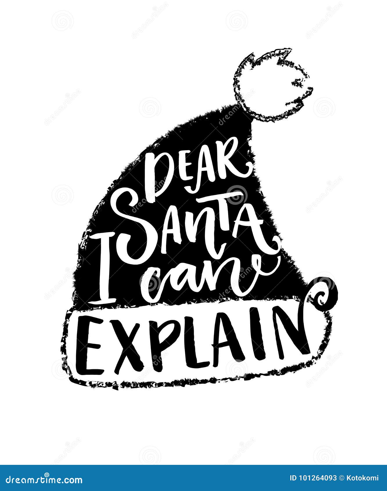 dear santa, i can explain. funny christmas typography stencil for t-shirts and greeting cards. black and white