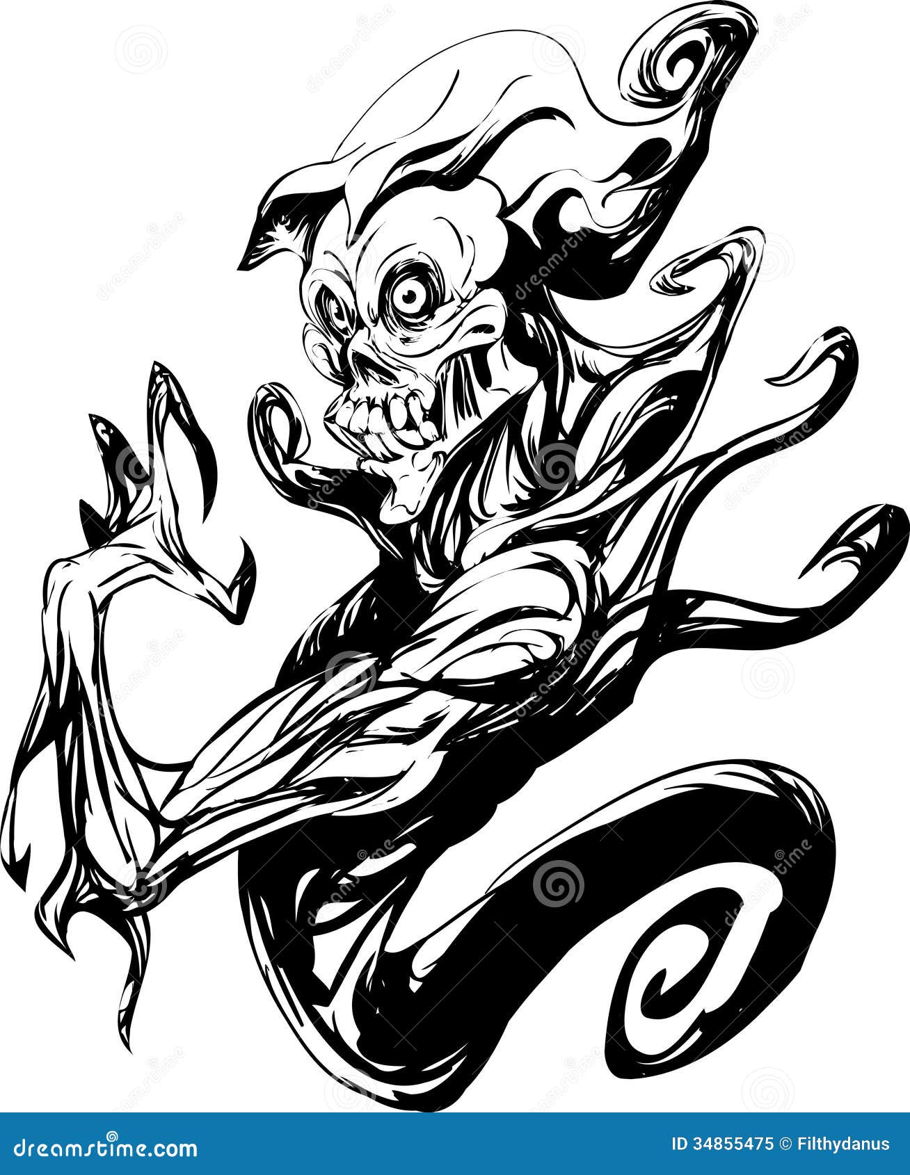 spirit ghost death tattoo sticker illustration Halloween scary creepy  horror crazy devil 30036200 Stock Photo at Vecteezy