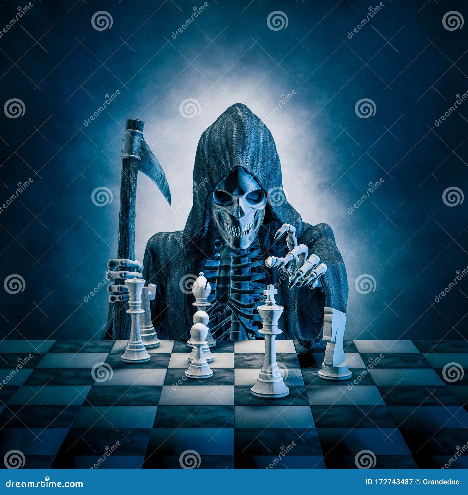 HD wallpaper: black chess set, digital art, Grim Reaper, death