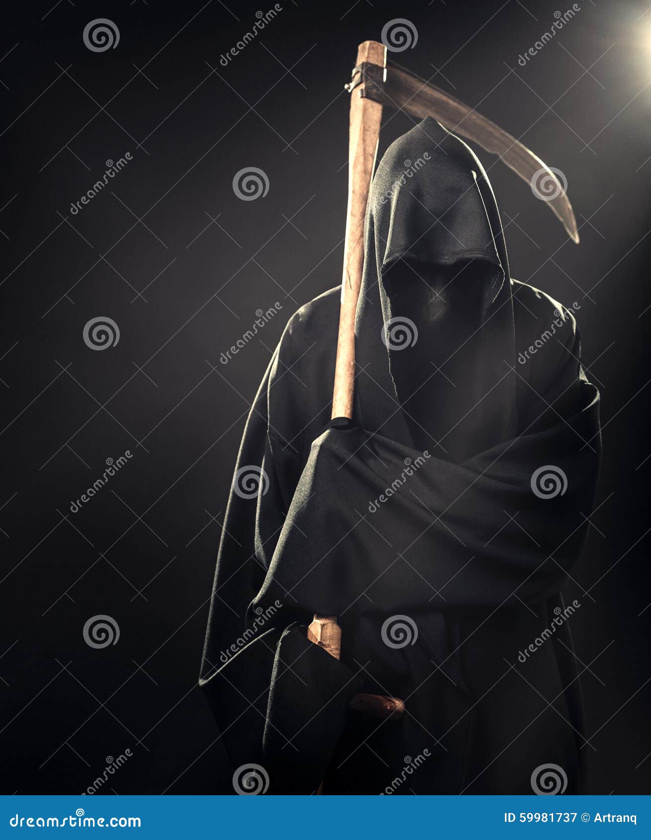 Death with Scythe Standing in Fog at Night Stock Image - Image of ...