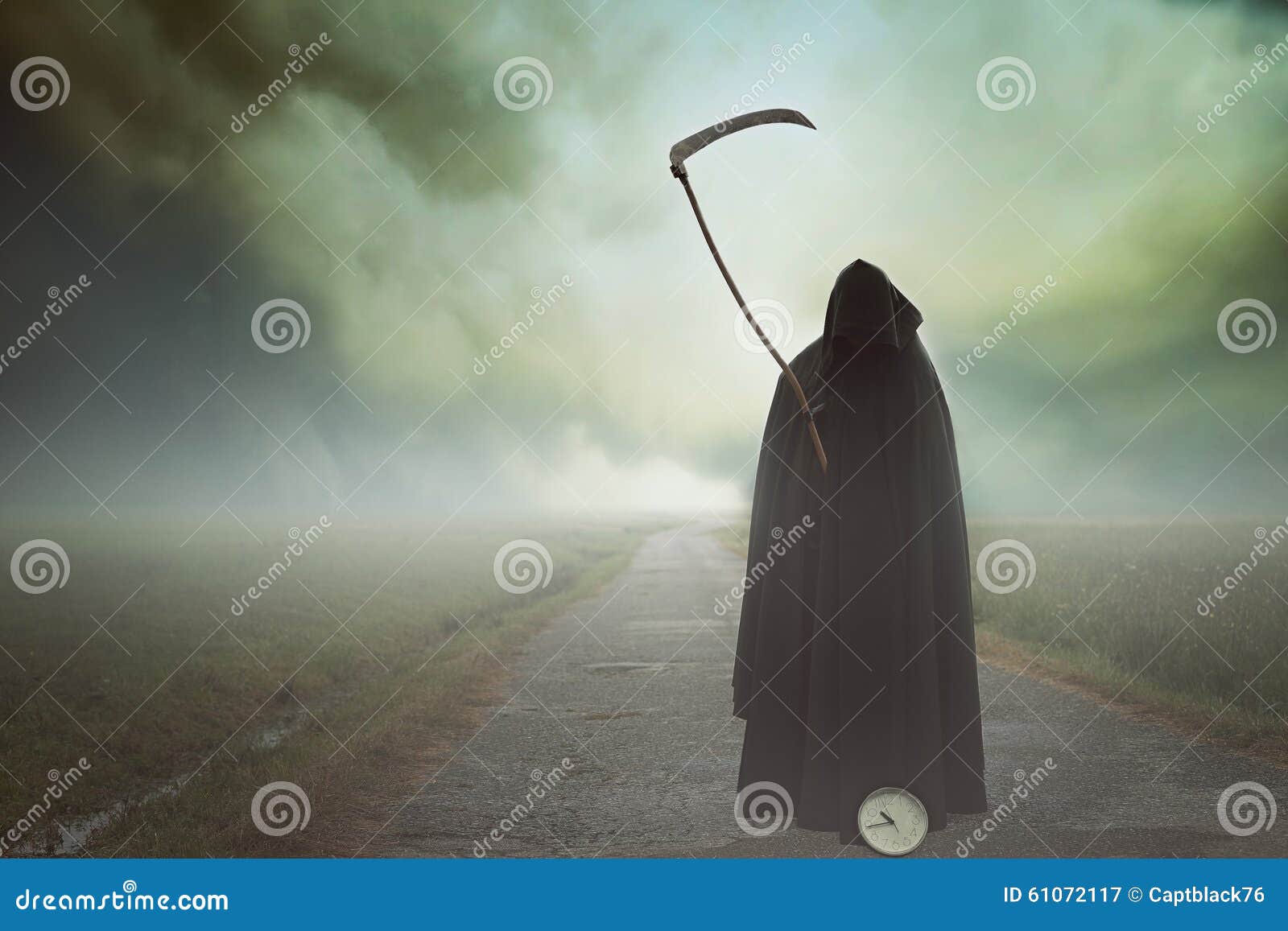 Death with Scythe in a Surreal Landscape Stock Image - Image of ...