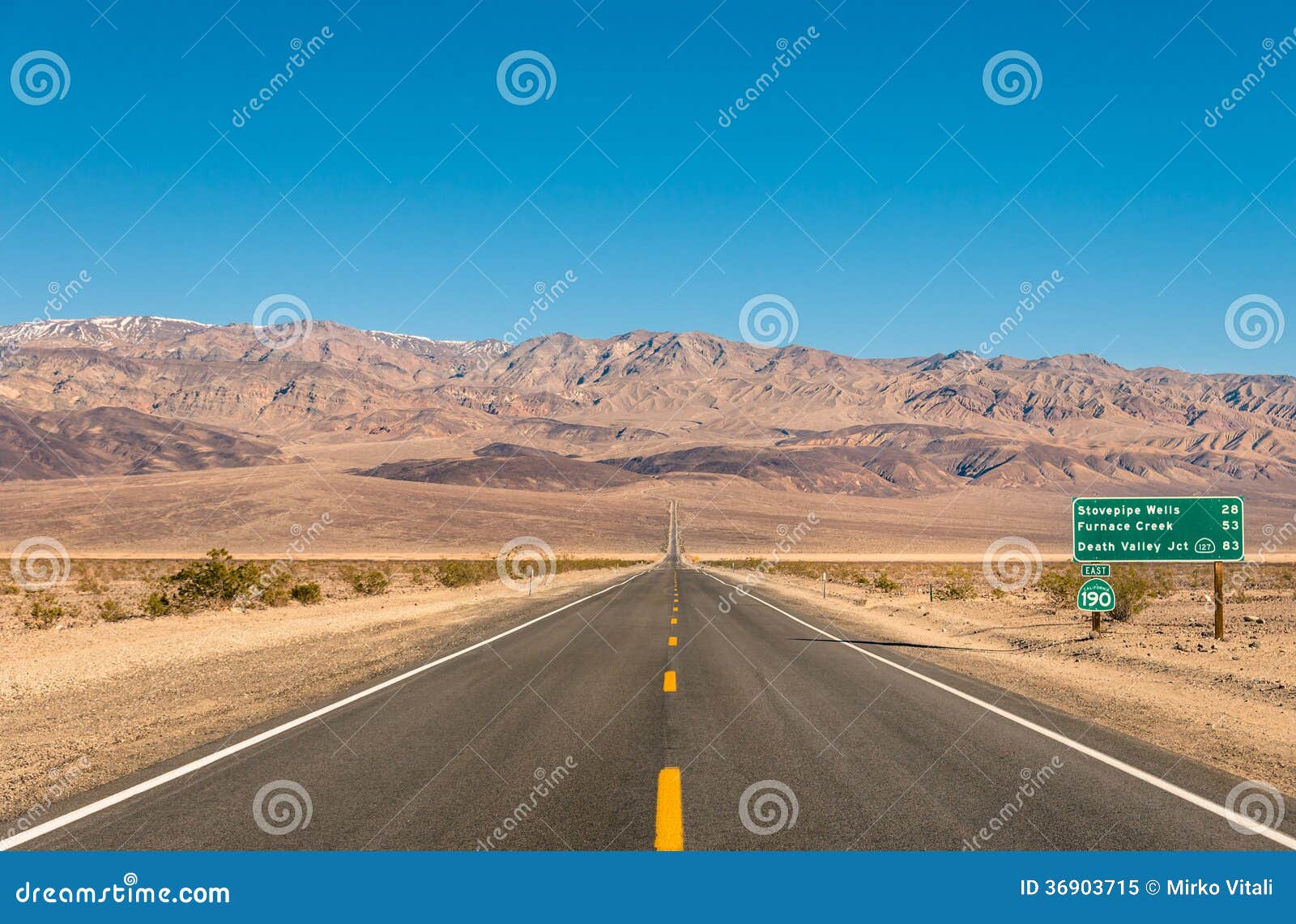 Death Valley, California - Empty Infinite Road in the Desert Stock ...