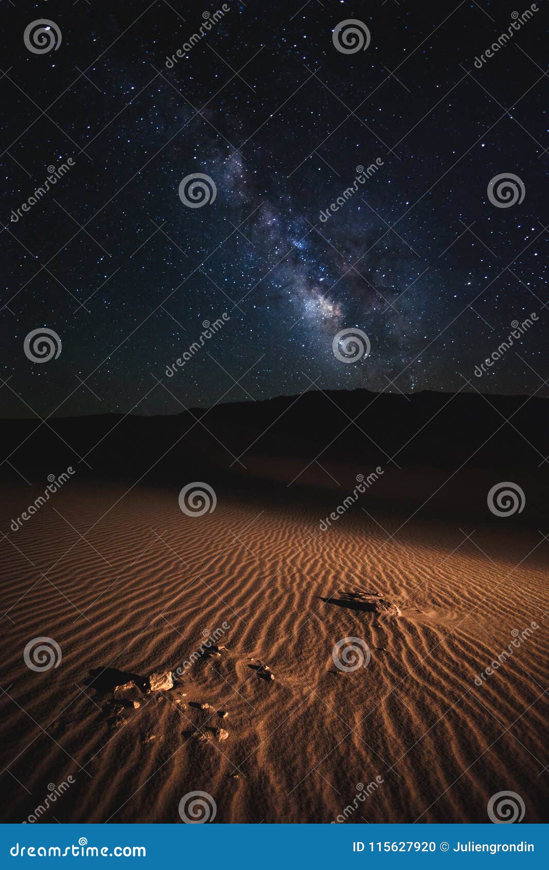 death valley dunes at night under the the milky way