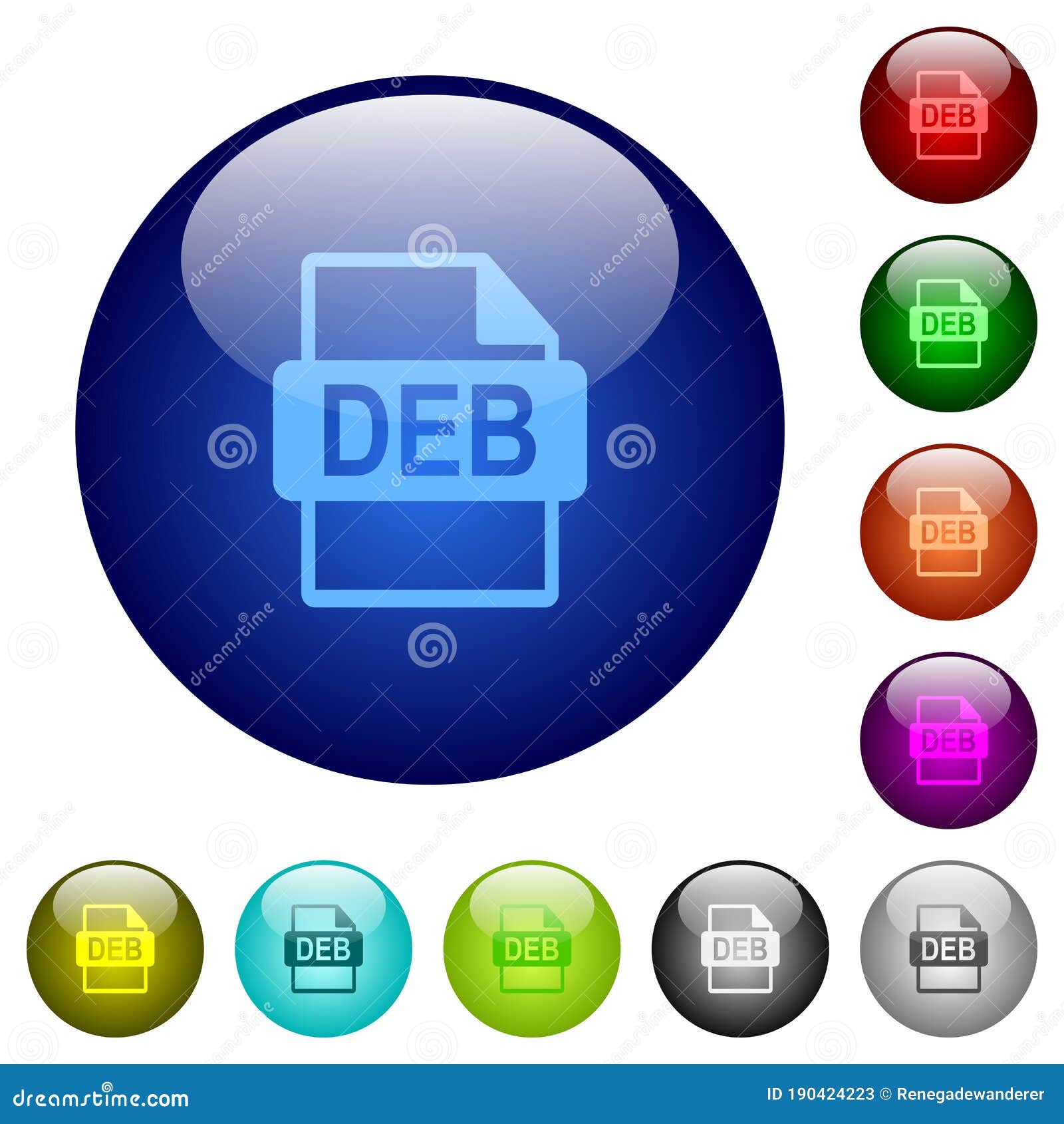 deb file format color glass buttons