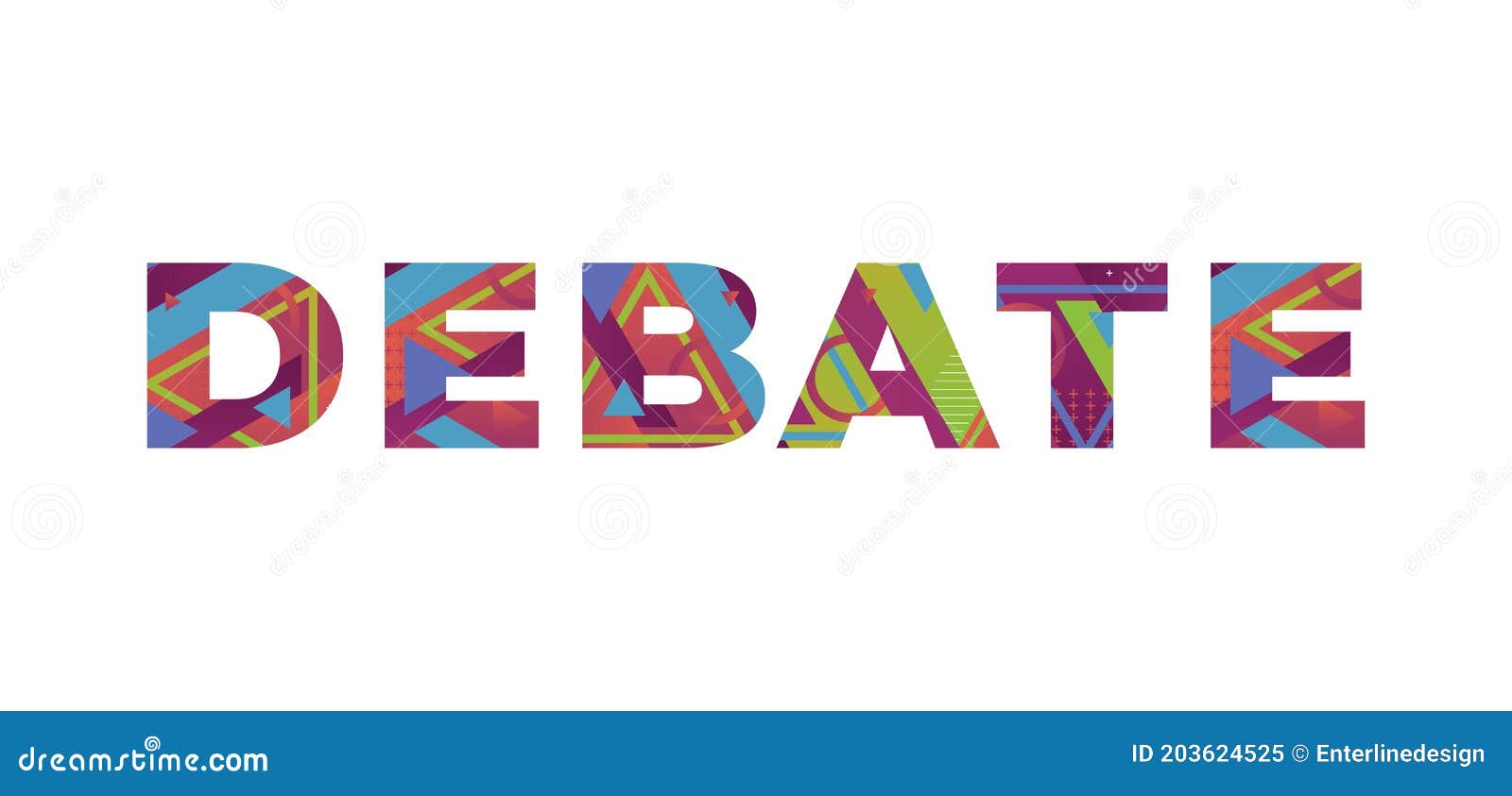 Debate Concept Retro Colorful Word Art Illustration Stock Vector