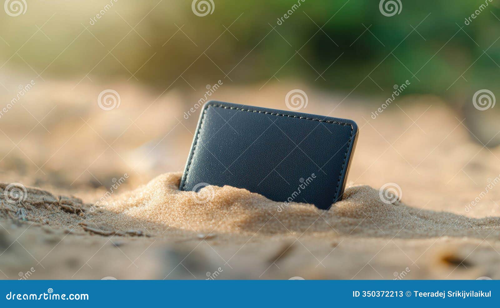black leather wallet partially buried in sand izing loan crises. generative ai