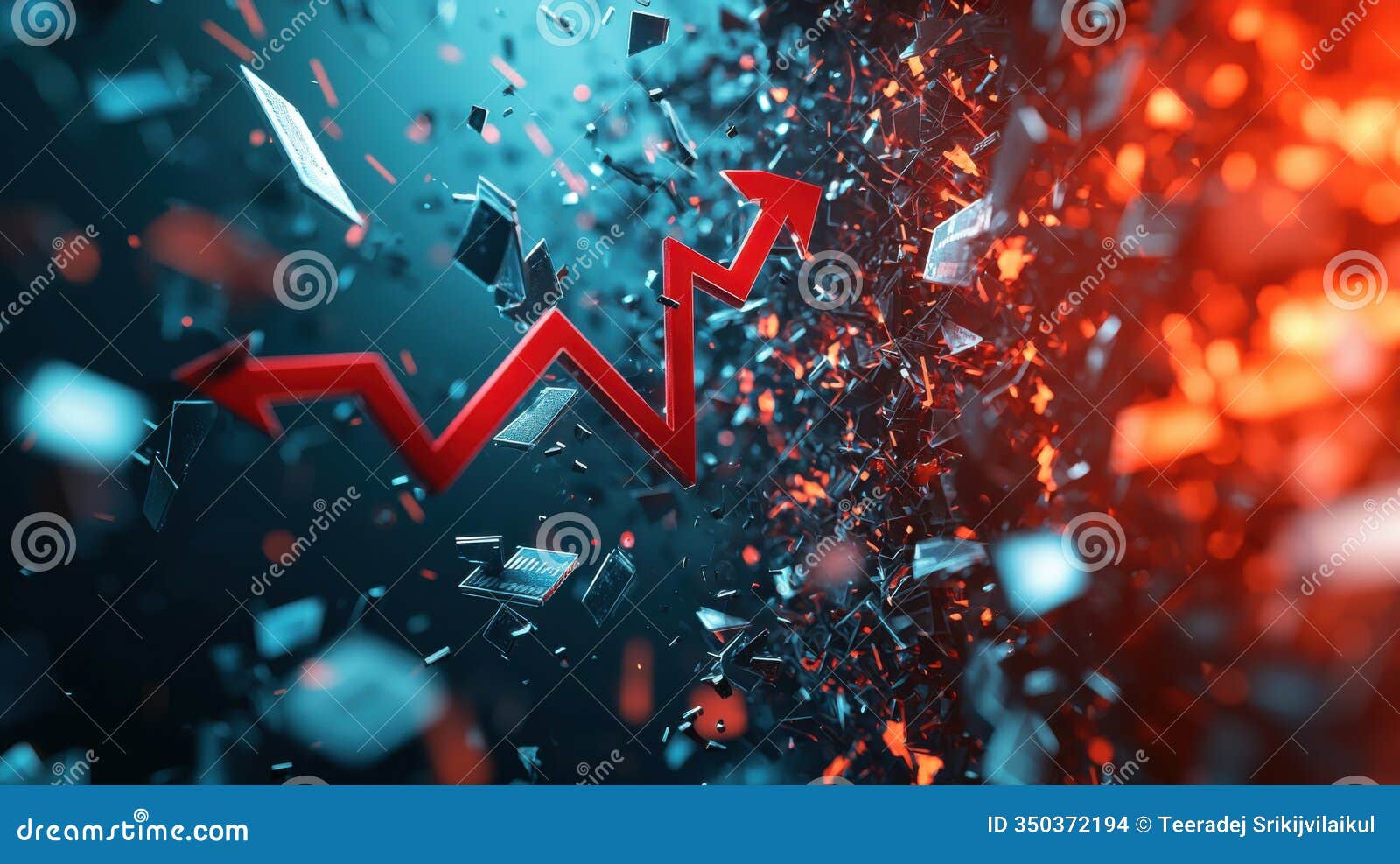 debt defaulting crisis concept. credit collapse with breaking bonds and red arrow. generative ai