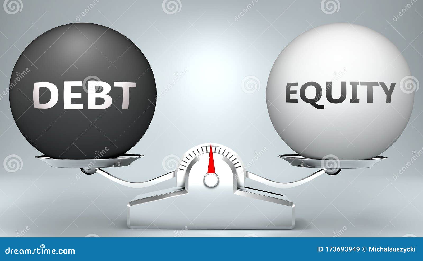 Debt and Equity in Balance - Pictured As a Scale and Words Debt, Equity ...