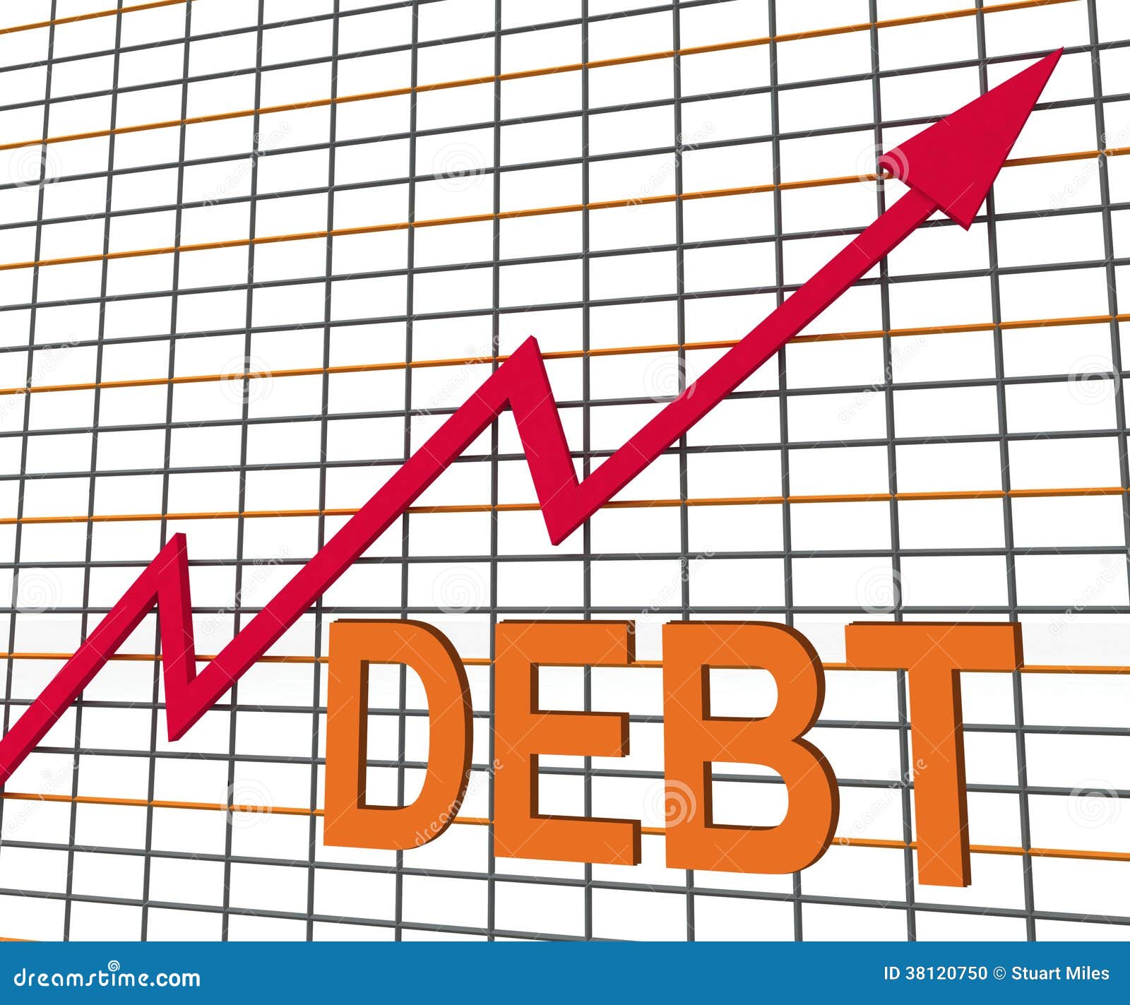 Debt Graph Chart Shows Increase Financial Indebted Stock Illustration Illustration 38120750
