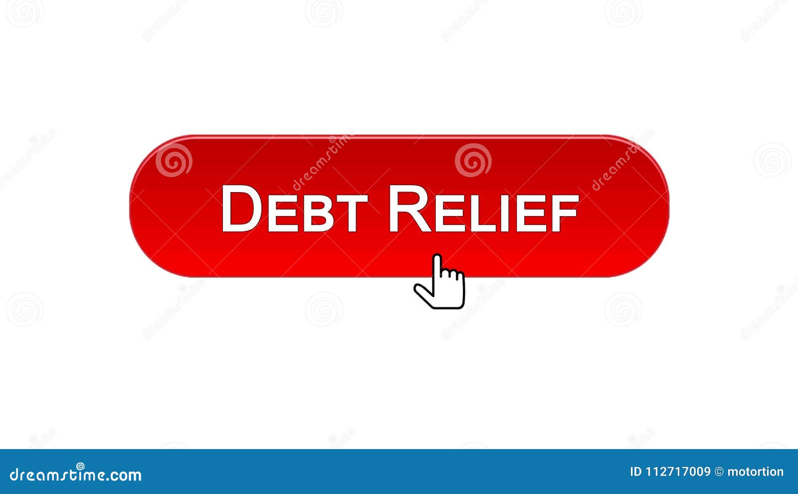 debt relief web interface button clicked with mouse cursor, red color, credit