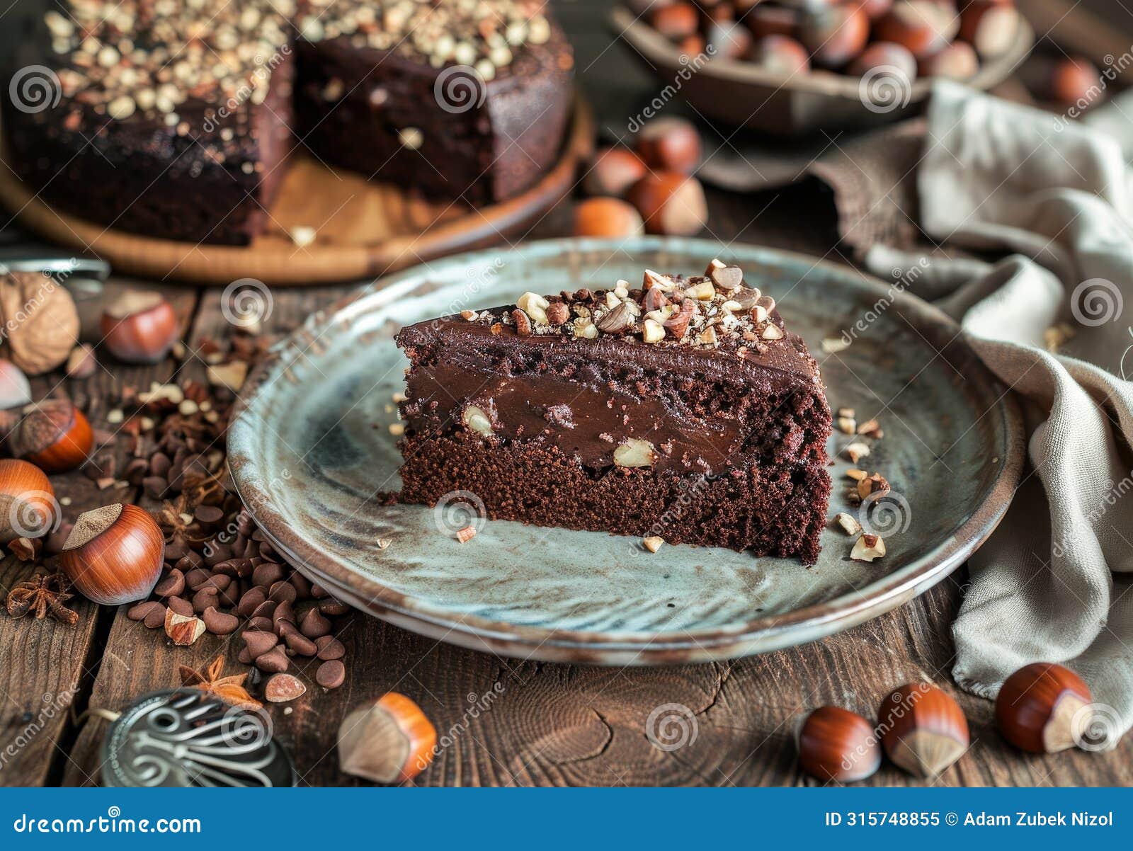 decadent chocolate cake with nuts