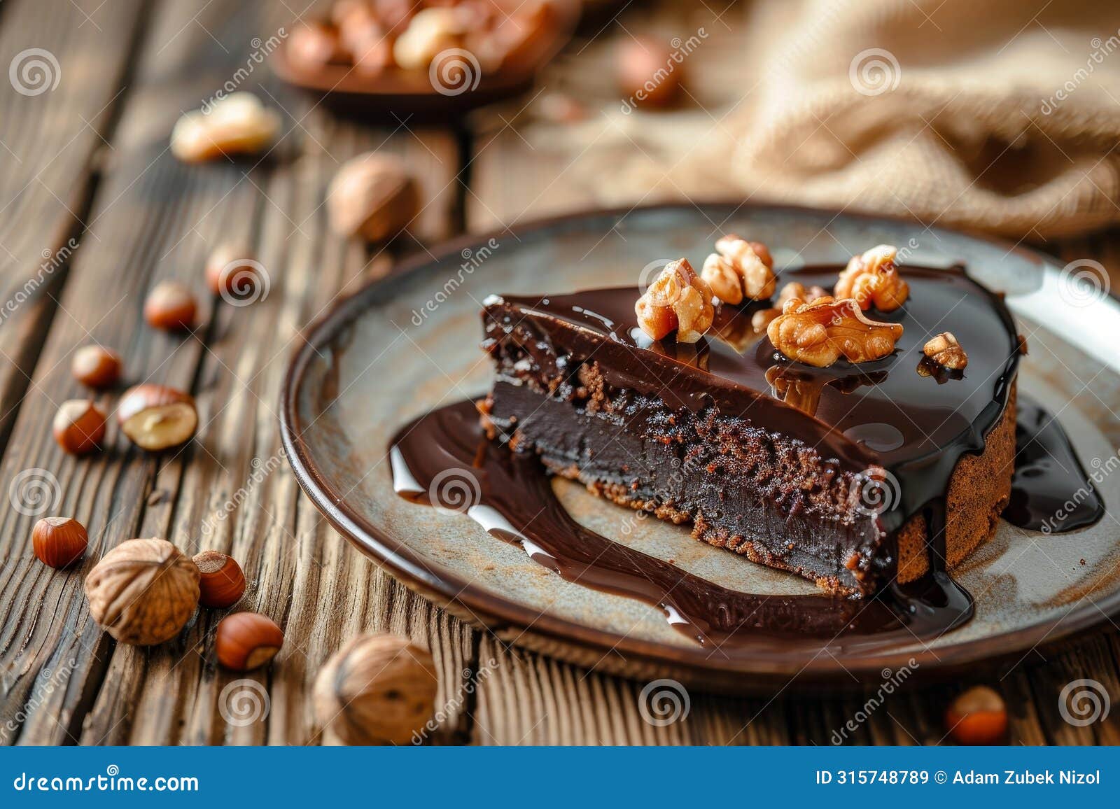 decadent chocolate cake with walnuts