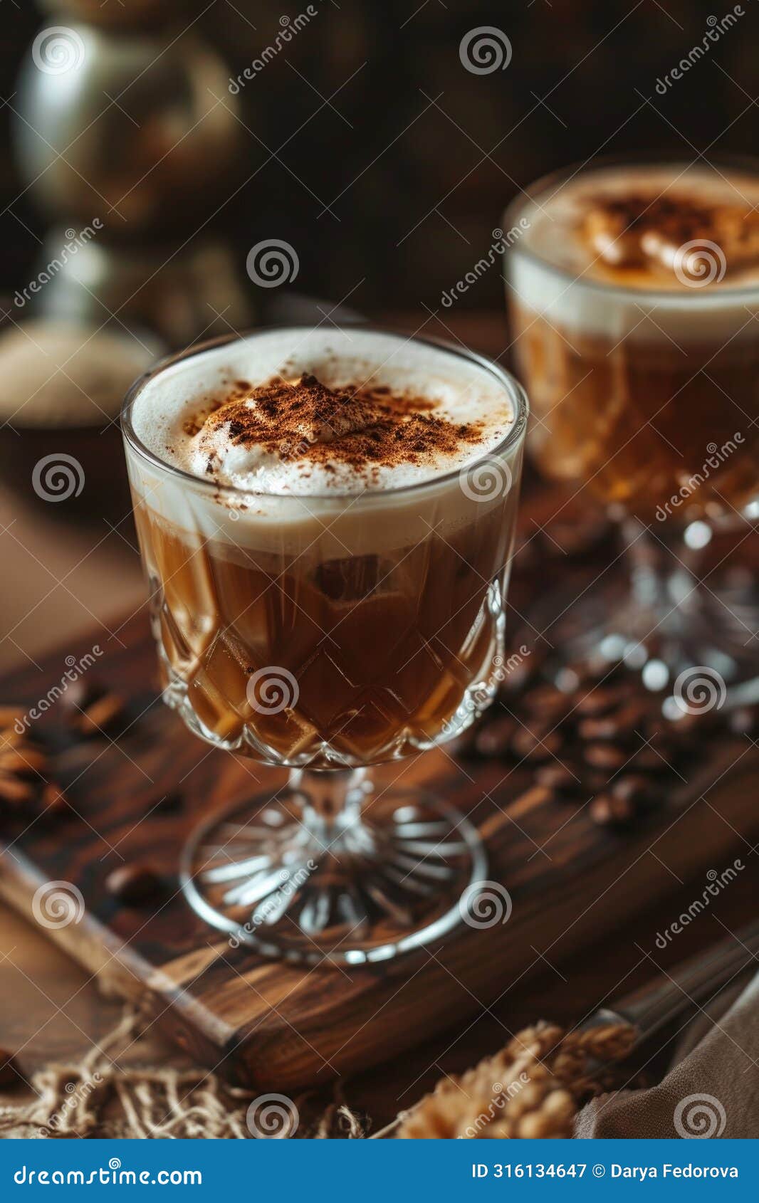 decadent coffee cocktail with cream and beans