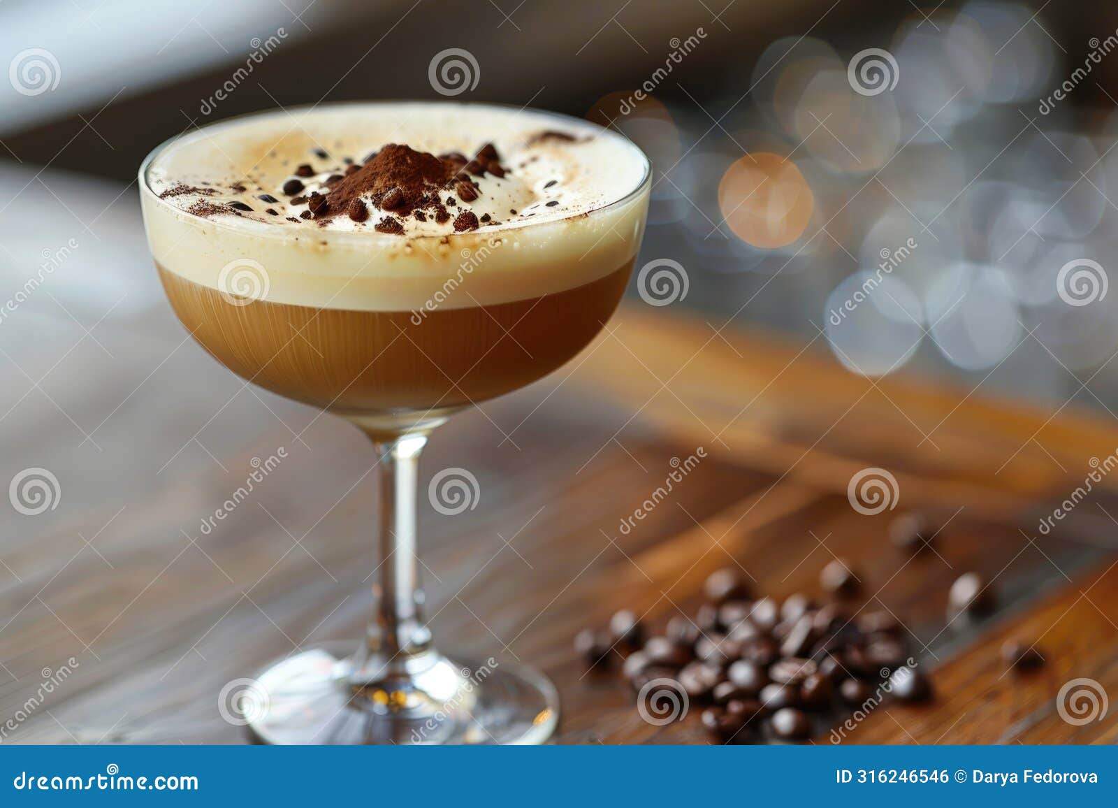 decadent coffee cocktail with cream and beans