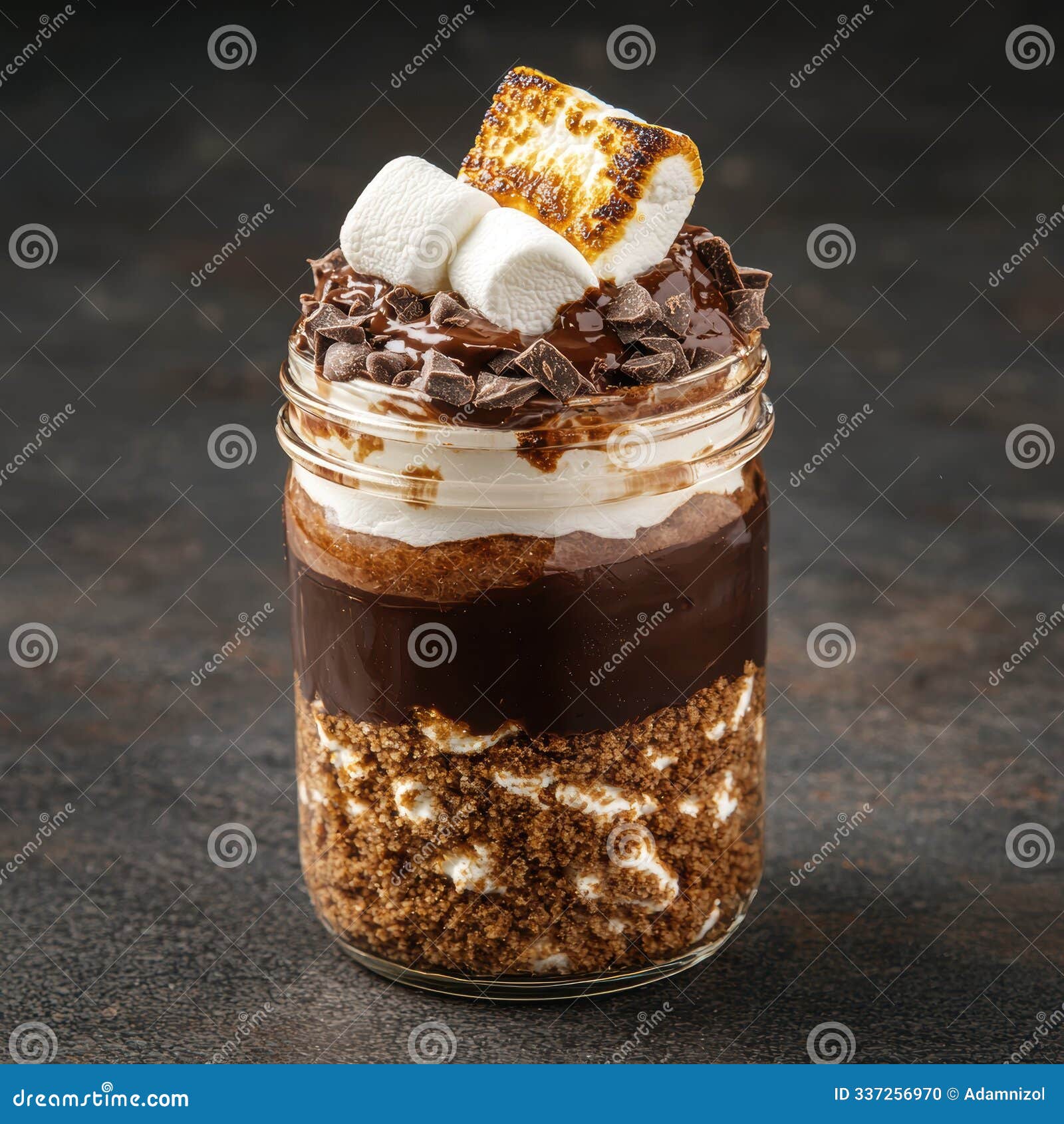decadent s'mores dessert in a jar