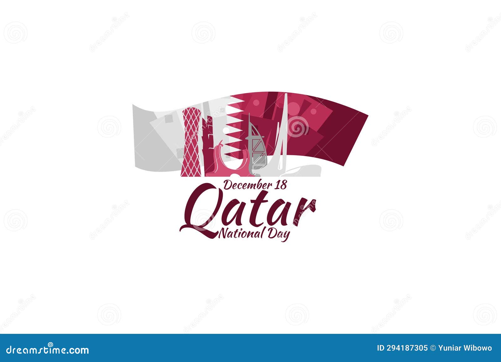 December 18, Qatar National Day Vector Illustration. Stock Vector