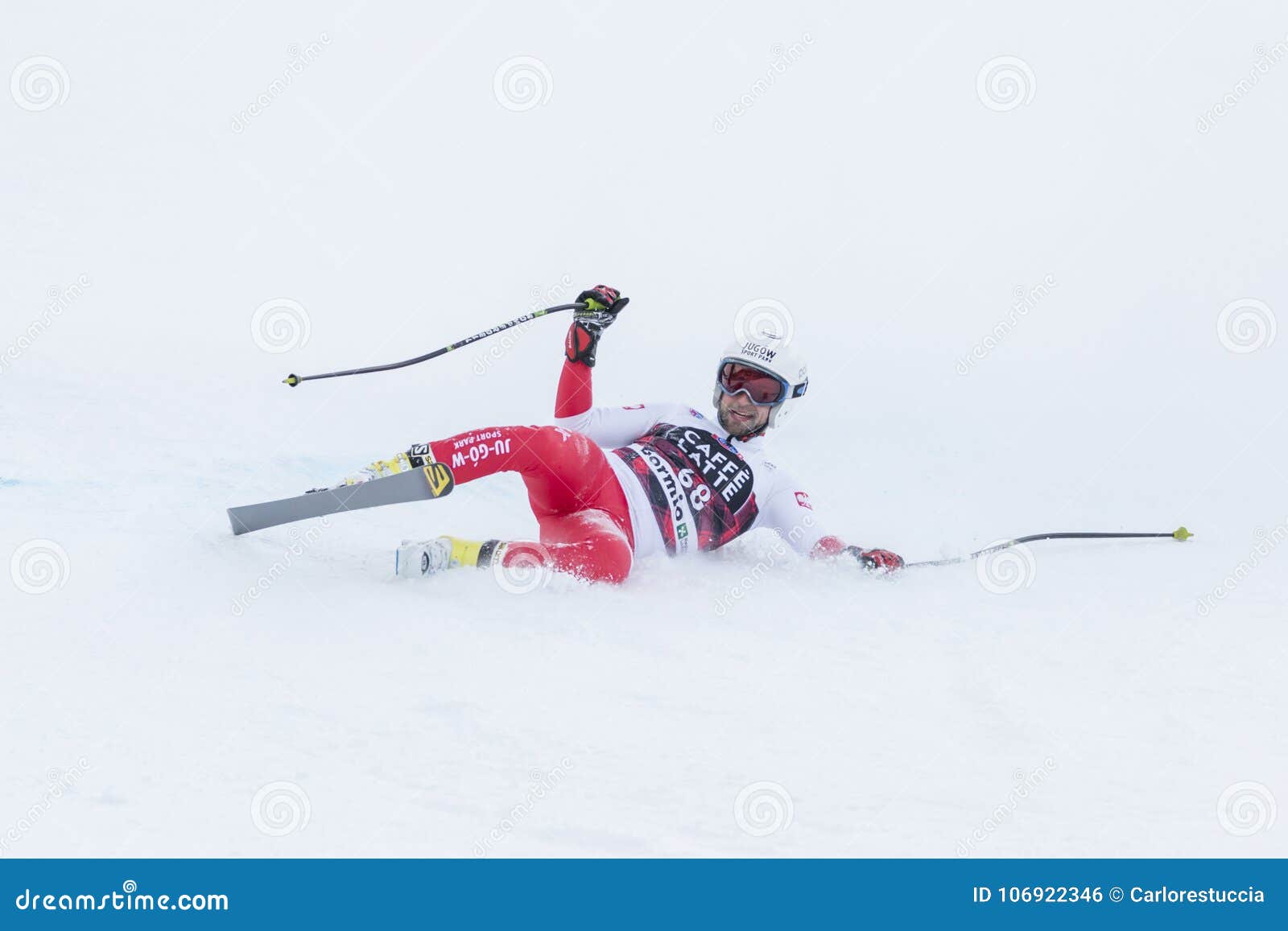 28 December 2017 - Bormio Italië - Audi FIS Ski World Cup. Bormio Italië 12/28/2017: beelden van het de wereldkampioenschap van de freerideski De winnaar was Italiaans Dominic Paris, tweede plaats Aksel Lund Svindal van Noorwegen als derde plaats Jansrud Kjetil