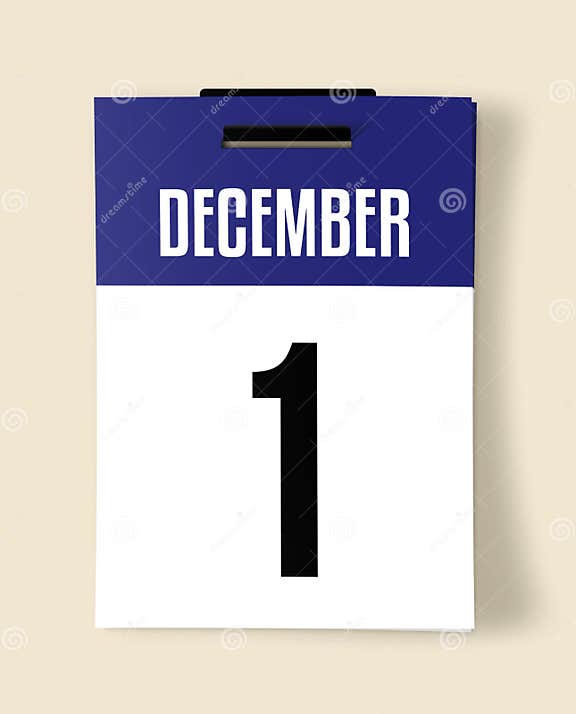 1 December Calendar Date, a Realistic Calendar Sheet Hanging on a Wall