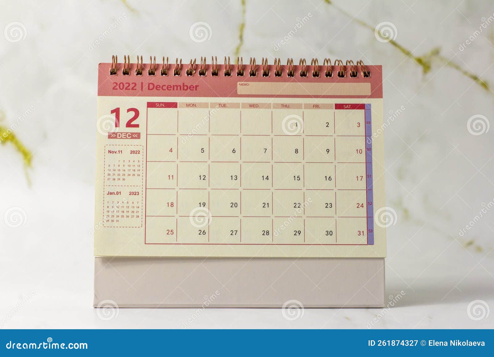 December Calendar 2022 on a Light Background. Planning for Every Day