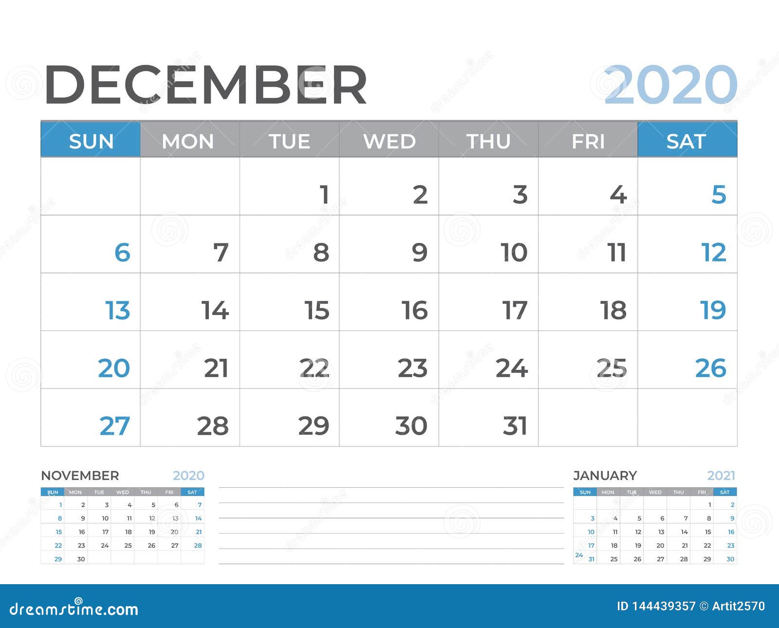 december 2020 calendar template, desk calendar layout  size 8 x 6 inch, planner , week starts on sunday, stationery 