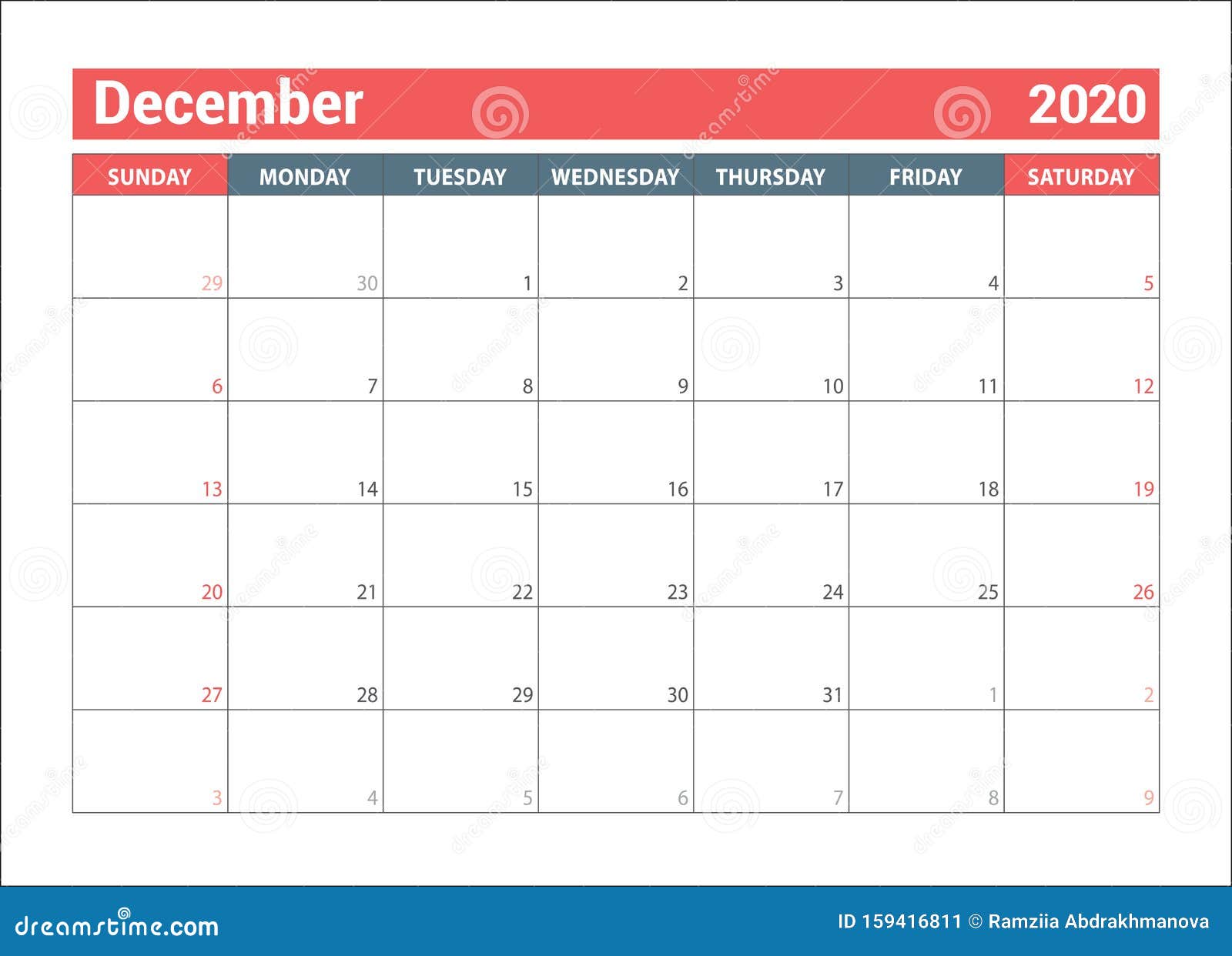 Horizontal Calendar Template from thumbs.dreamstime.com