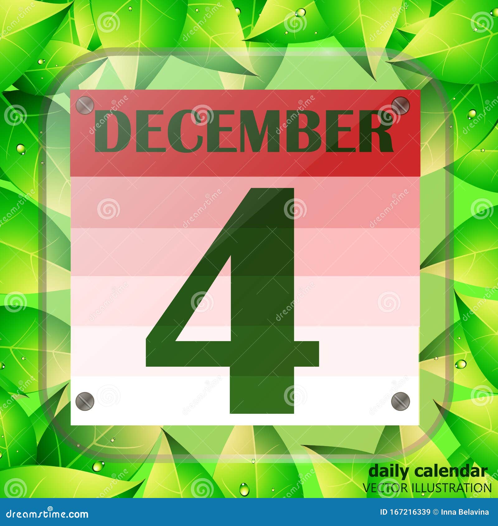 December 4 Icon. Calendar Date for Planning Important Day with Green