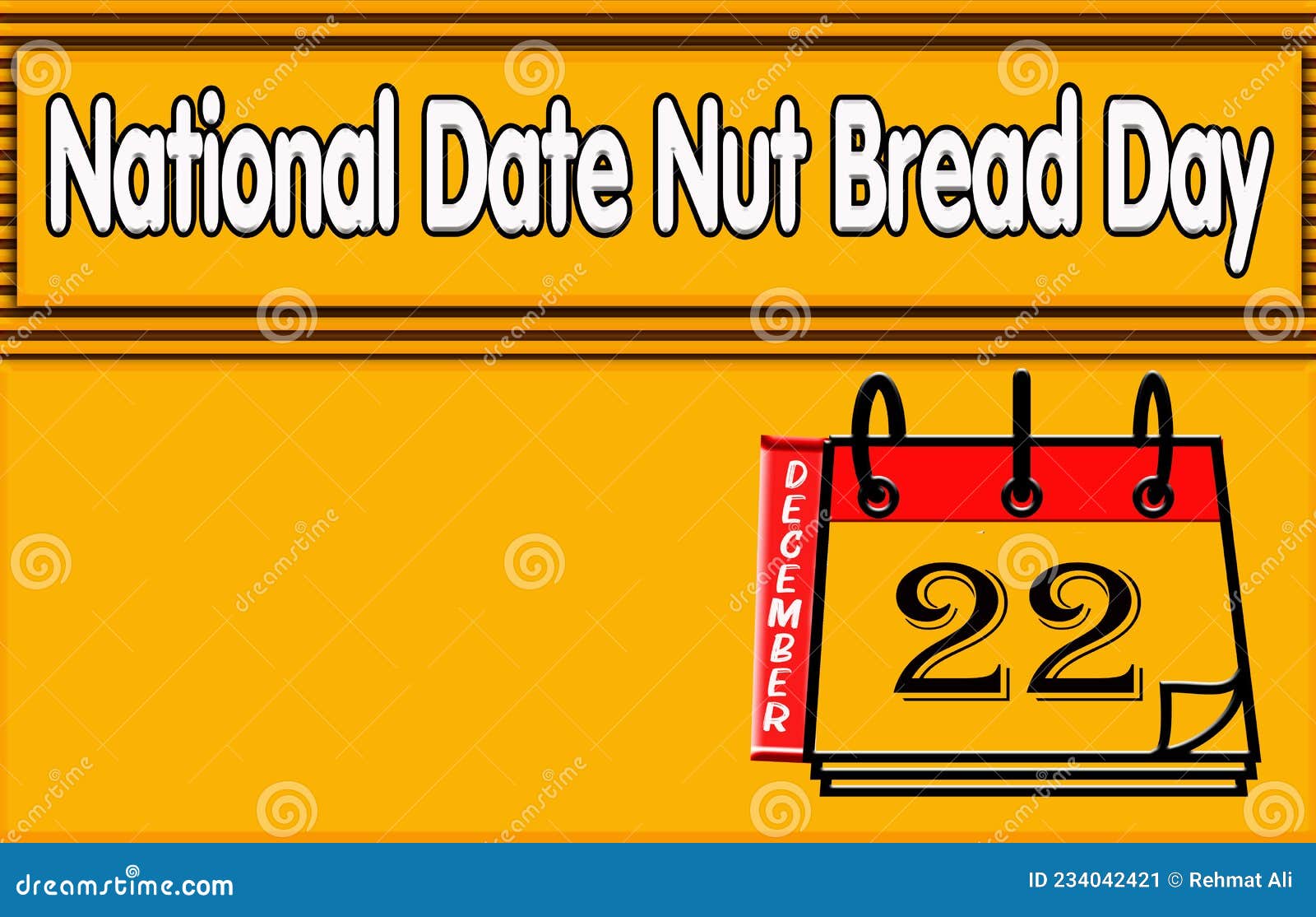 22 December, National Date Nut Bread Day, Text Effect on Yellow