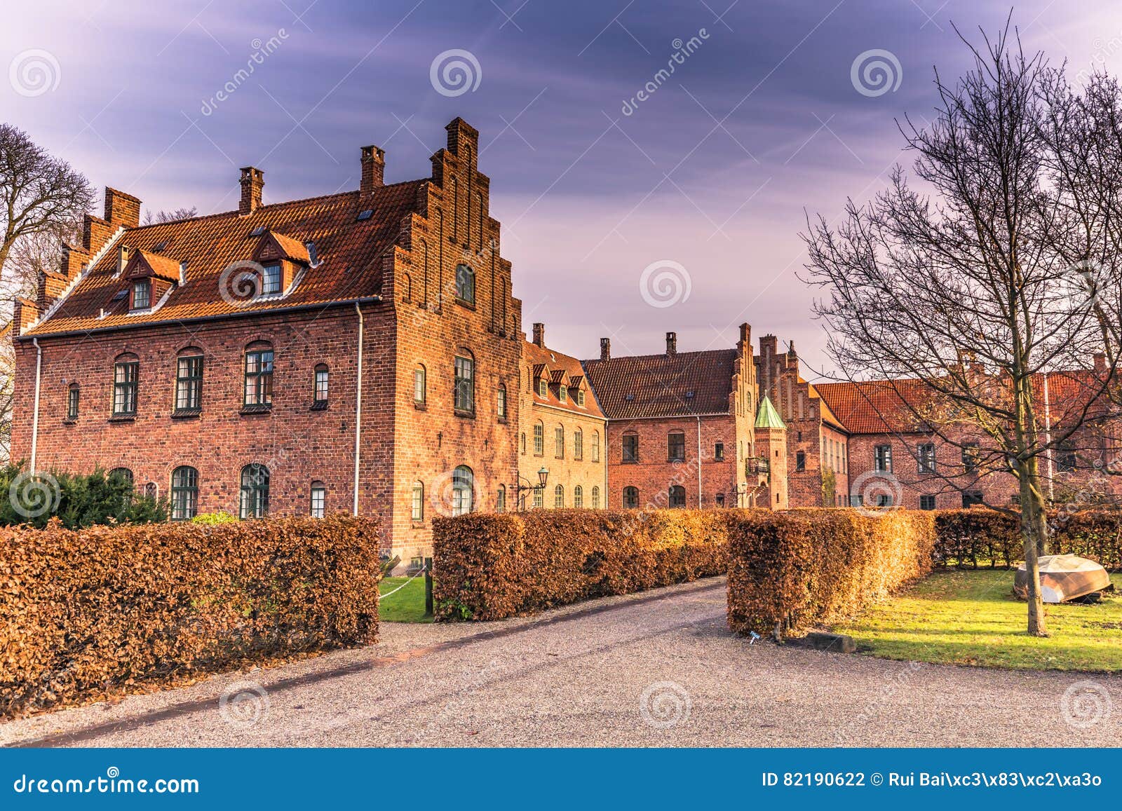 December 04, 2016 Red Brick Houses of Roskilde, Denmark Stock Photo