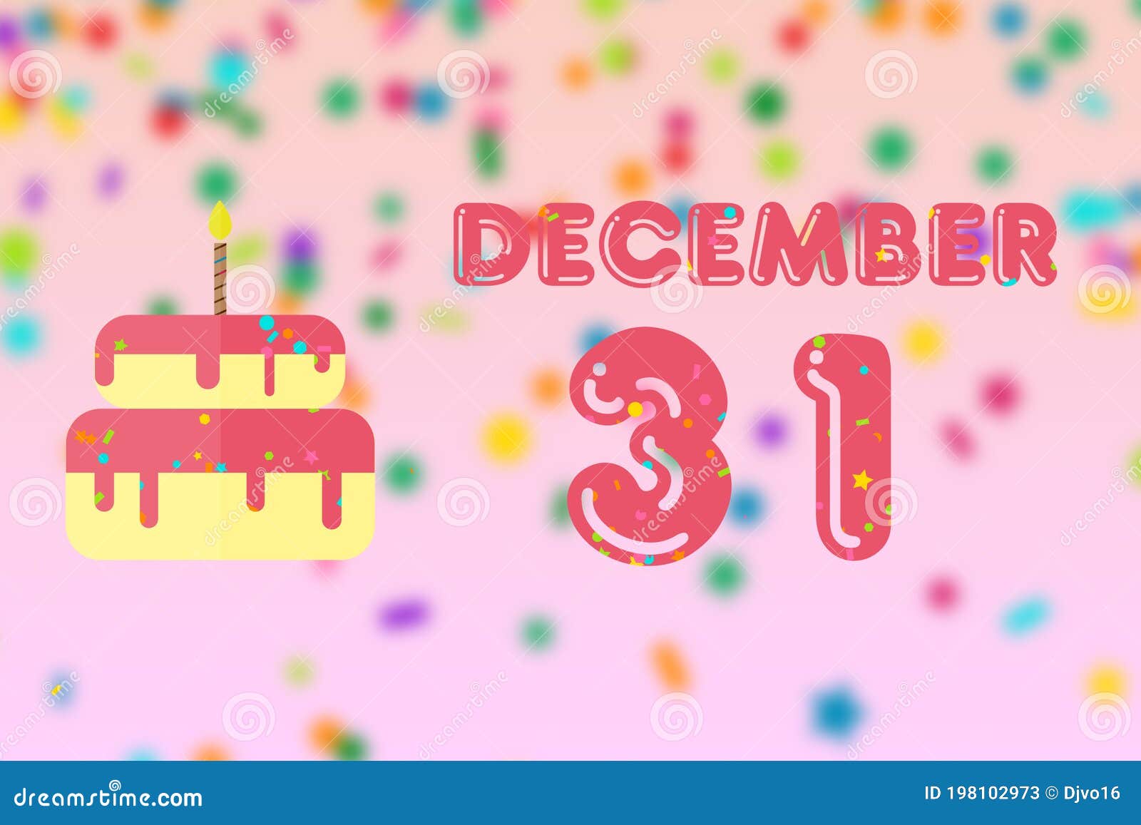 December 31st. Day 31of Month,Birthday Greeting Card with Date of Birth