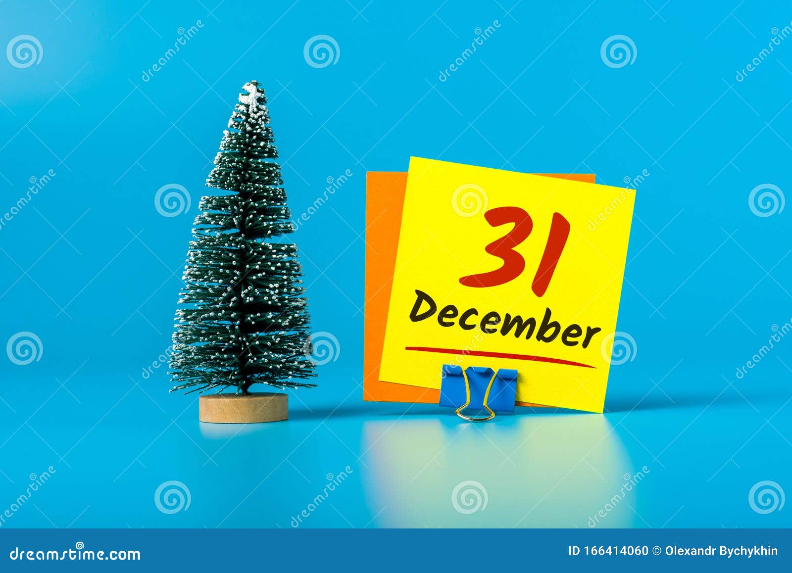 December 31st. Image 31 Day Of December Month, Calendar With Christmas Tree On Blue Background ...