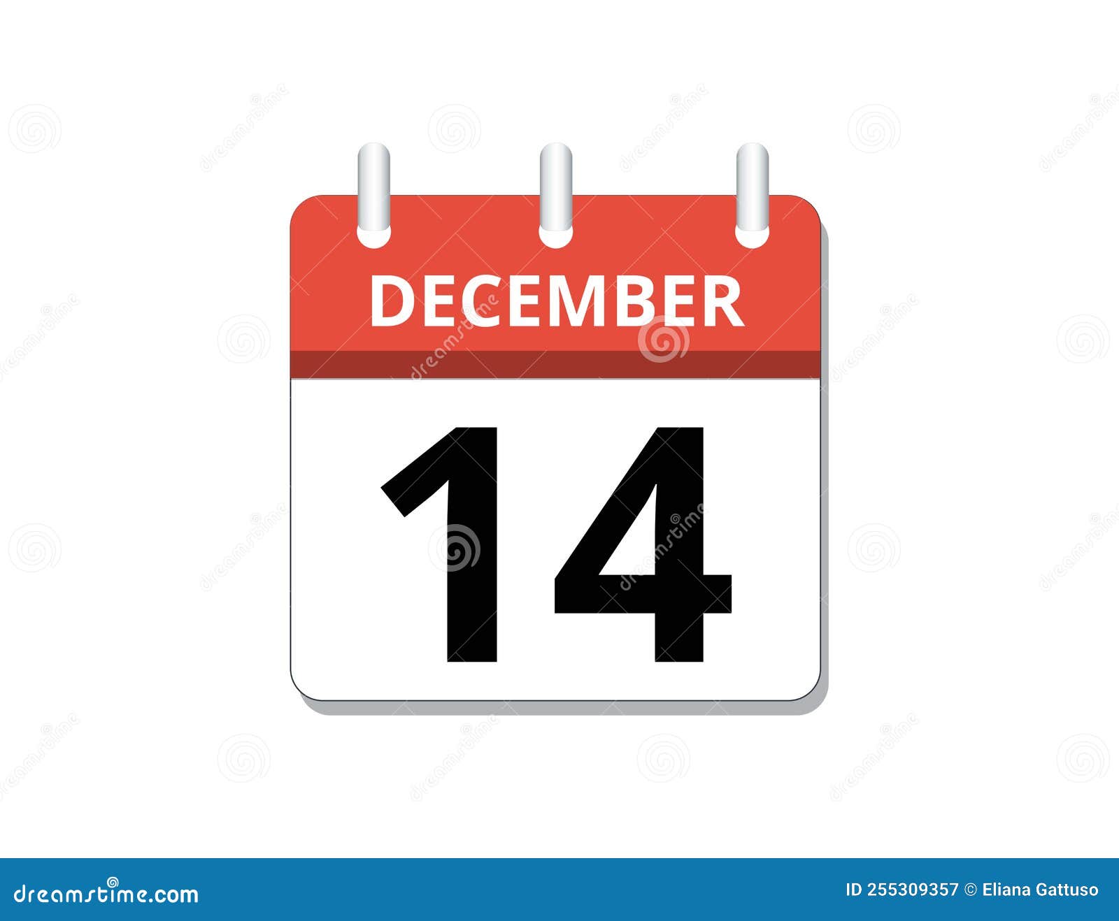 December, 14th Calendar Icon Vector, Concept of Schedule, Business and