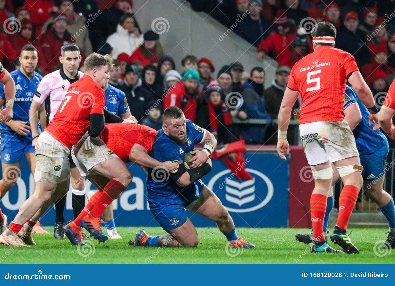 Pro 14 Match - Munster Rugby Versus Leinster Rugby Match at Thomond Park Editorial Stock Photo