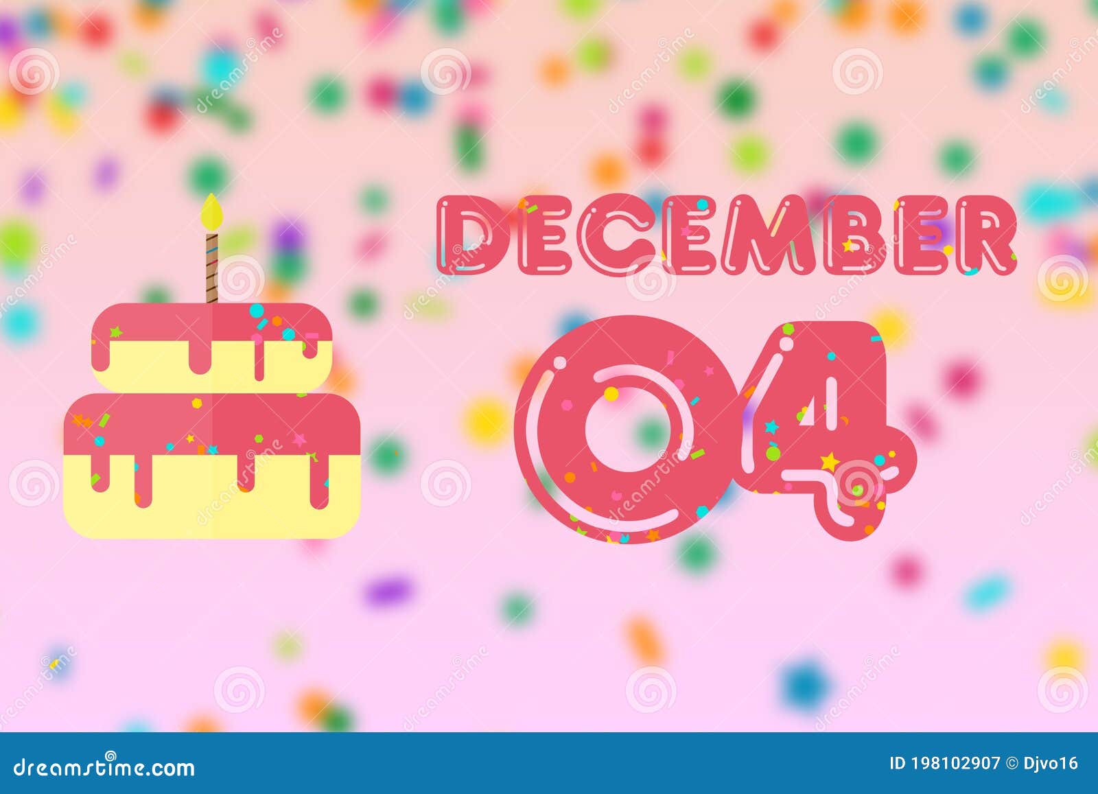 December 4th. Day 4 of Month,Birthday Greeting Card with Date of Birth