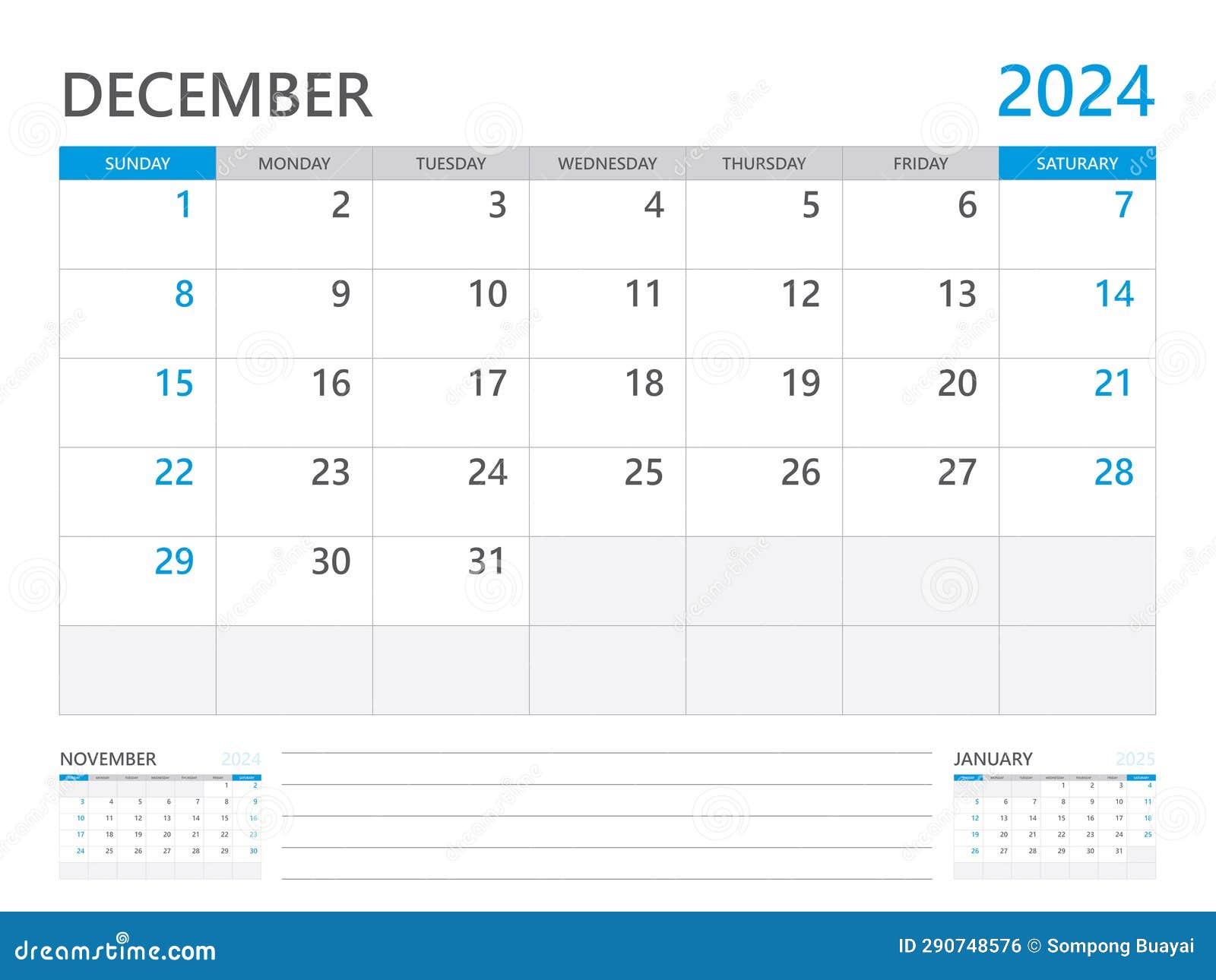 December 2024 Year, Calendar Planner 2024 And Set Of 12 Months, Week