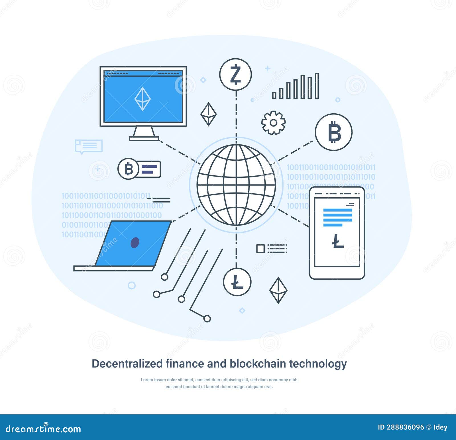 Decentralized Finance Blockchain Technology Monetary System that  Cryptocurrencies Use Stock Vector - Illustration of internet, bitcoin:  288836096