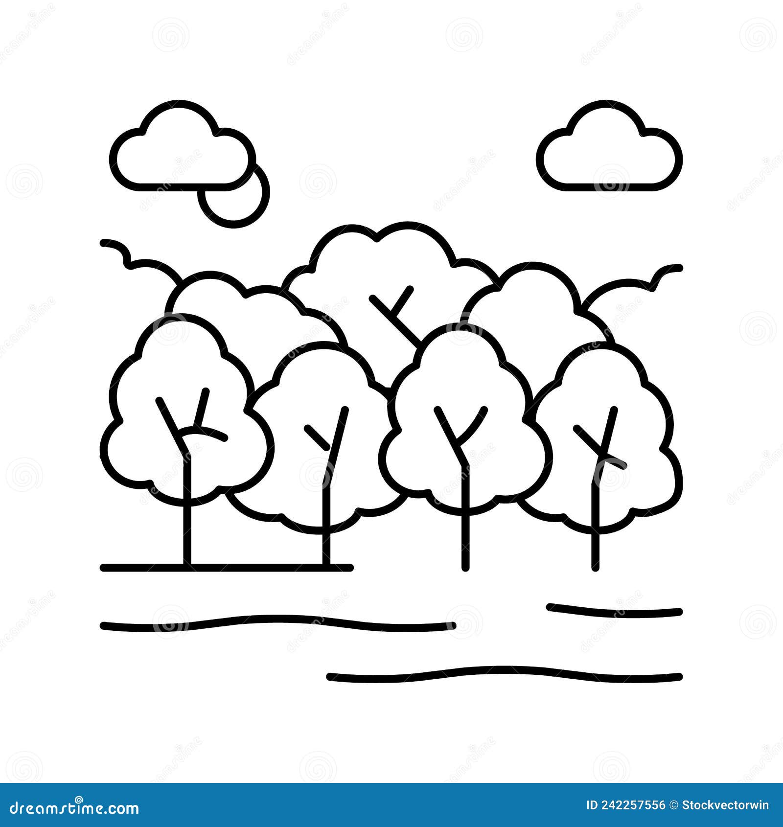 Deciduous Forests Line Icon Vector Illustration Stock Vector ...