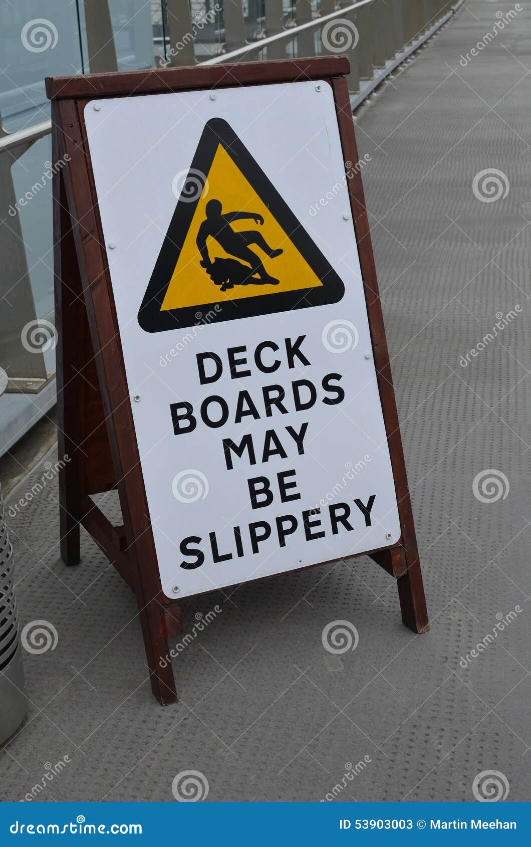 Deck Boards May Be Slippery Sign Stock Image Image of slippery, path