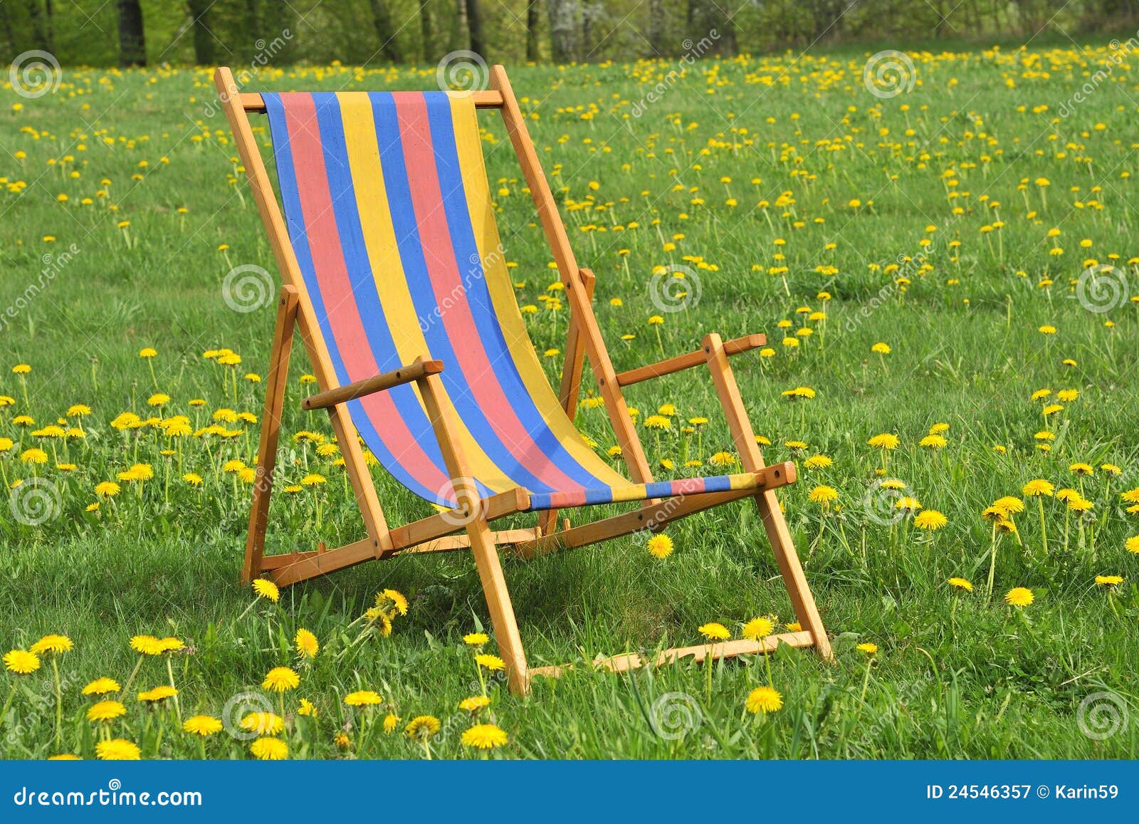 Deck chair in the garden stock image. Image of park, empty 24546357