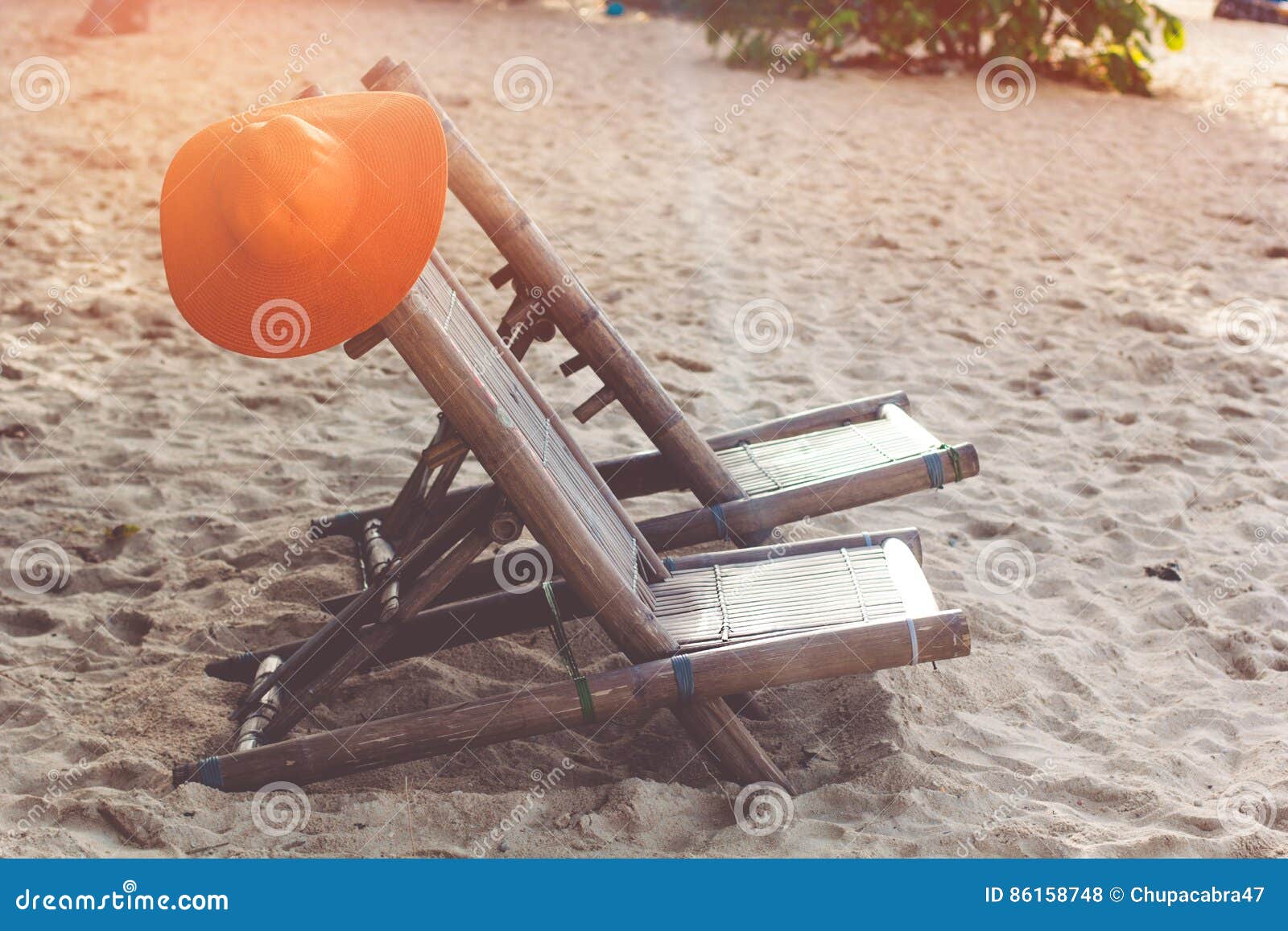 Deck Chairs on the Beach with Coconut Stock Photo Image of seaside