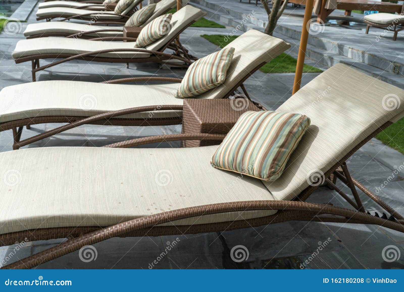 Deck Chairs by the Pool in Resort Stock Photo Image of asian, chairs