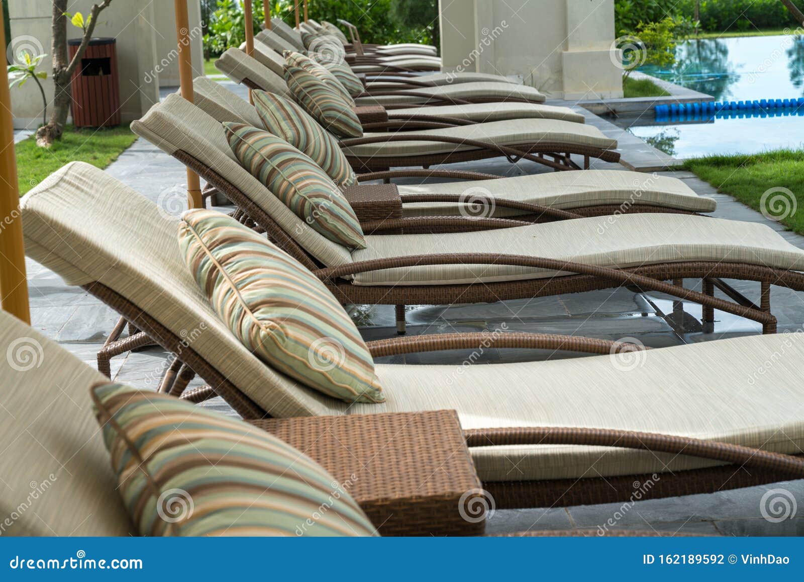 Deck Chairs by the Pool in Resort Stock Photo Image of deck, paradise