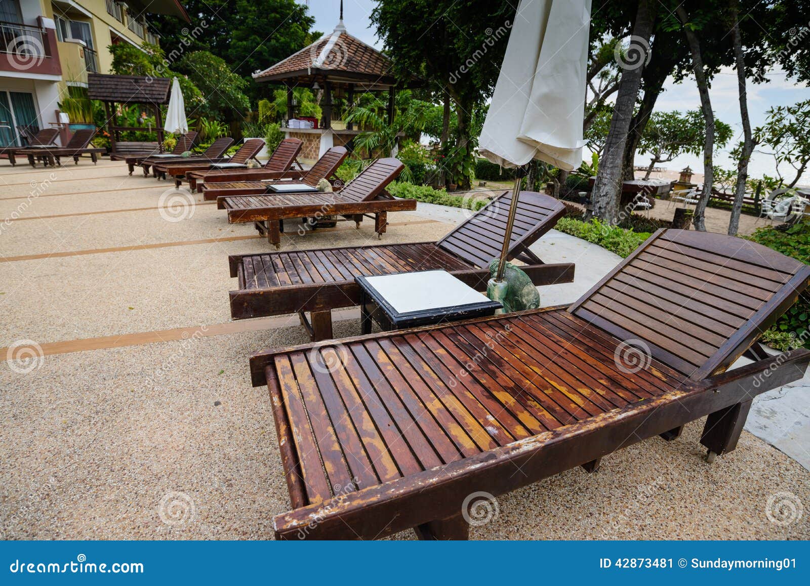 Deck Chairs and Swimming Pool Stock Image Image of chair, relaxation