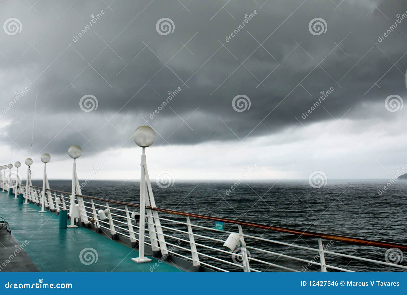 Deck of a Cruiseline Ship with a Storm Coming Stock Photo Image of
