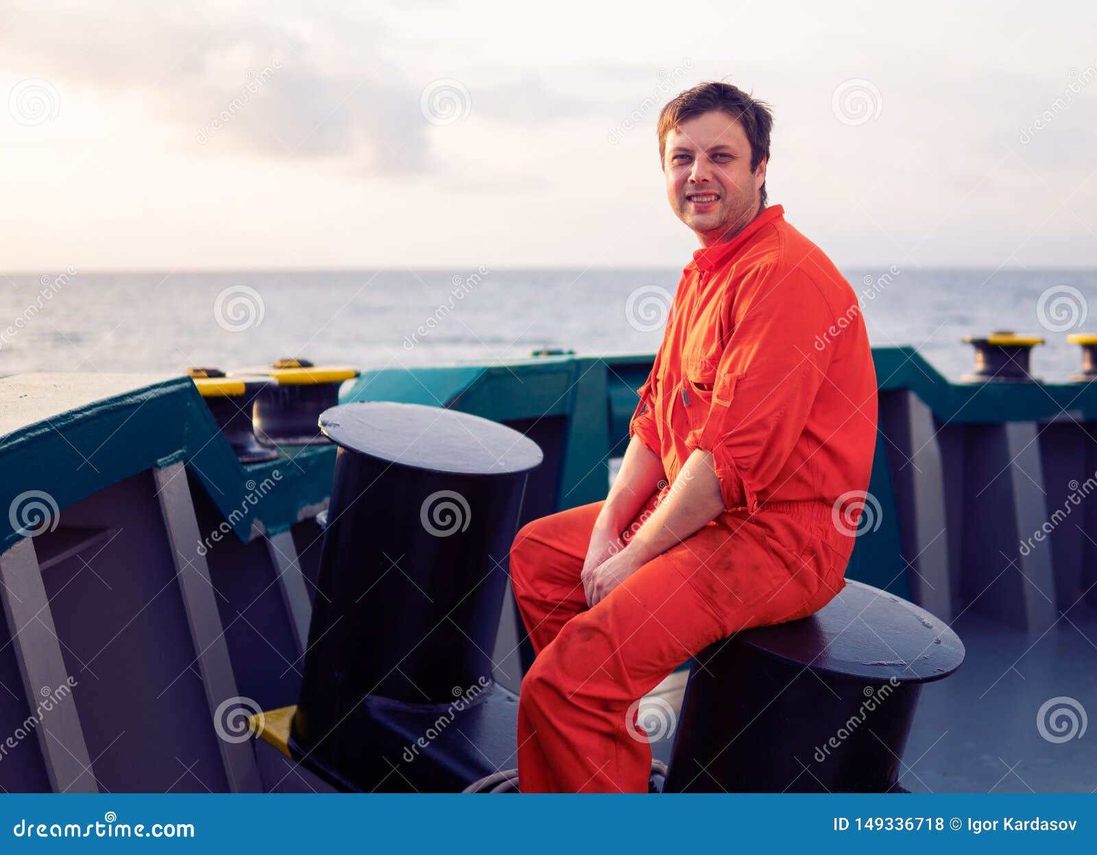 Deck Officer on Deck of Offshore Vessel or Ship Stock Photo Image of