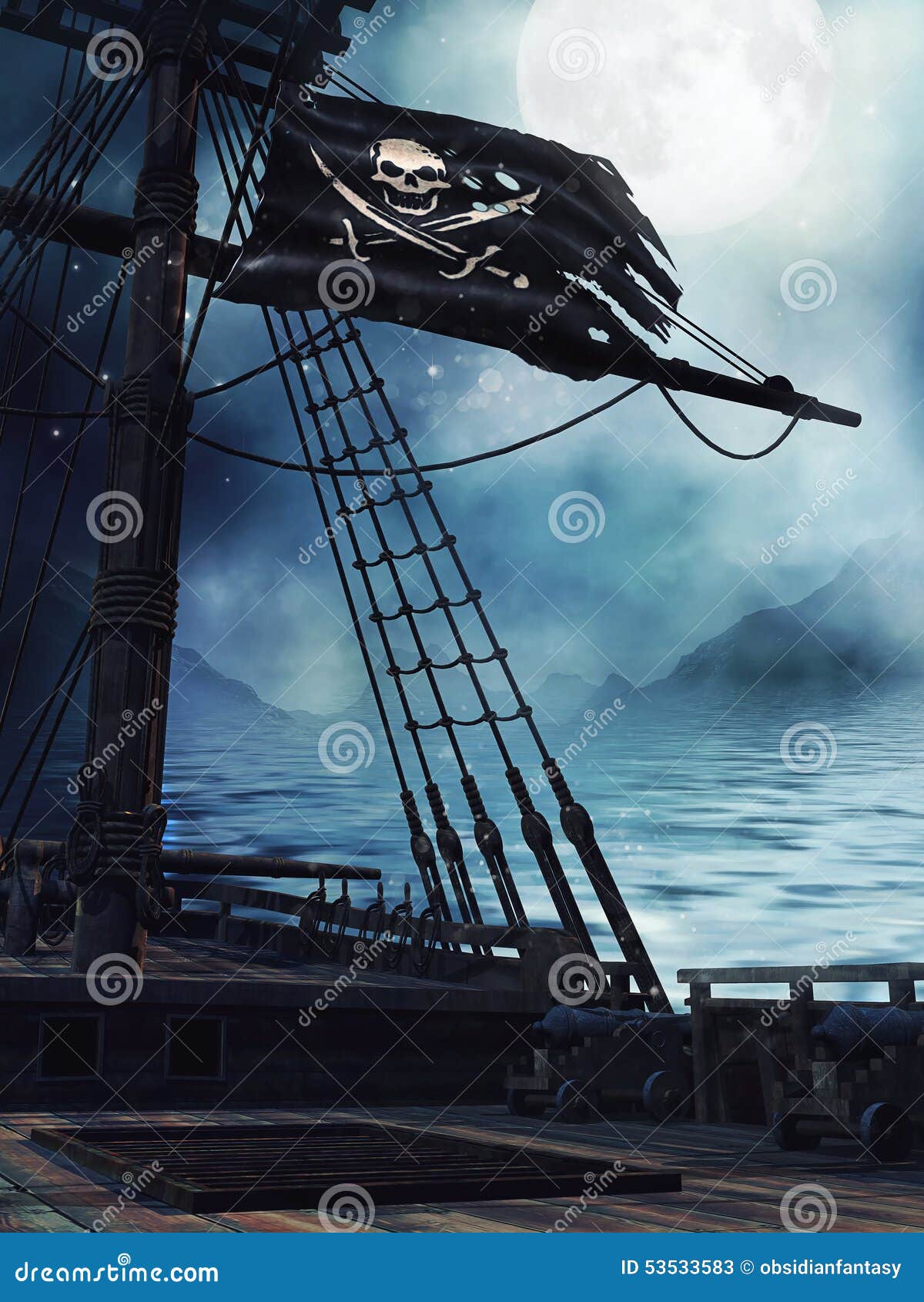 Pirate Flag. Isolated Illustration Of A Piratical Flag On A White