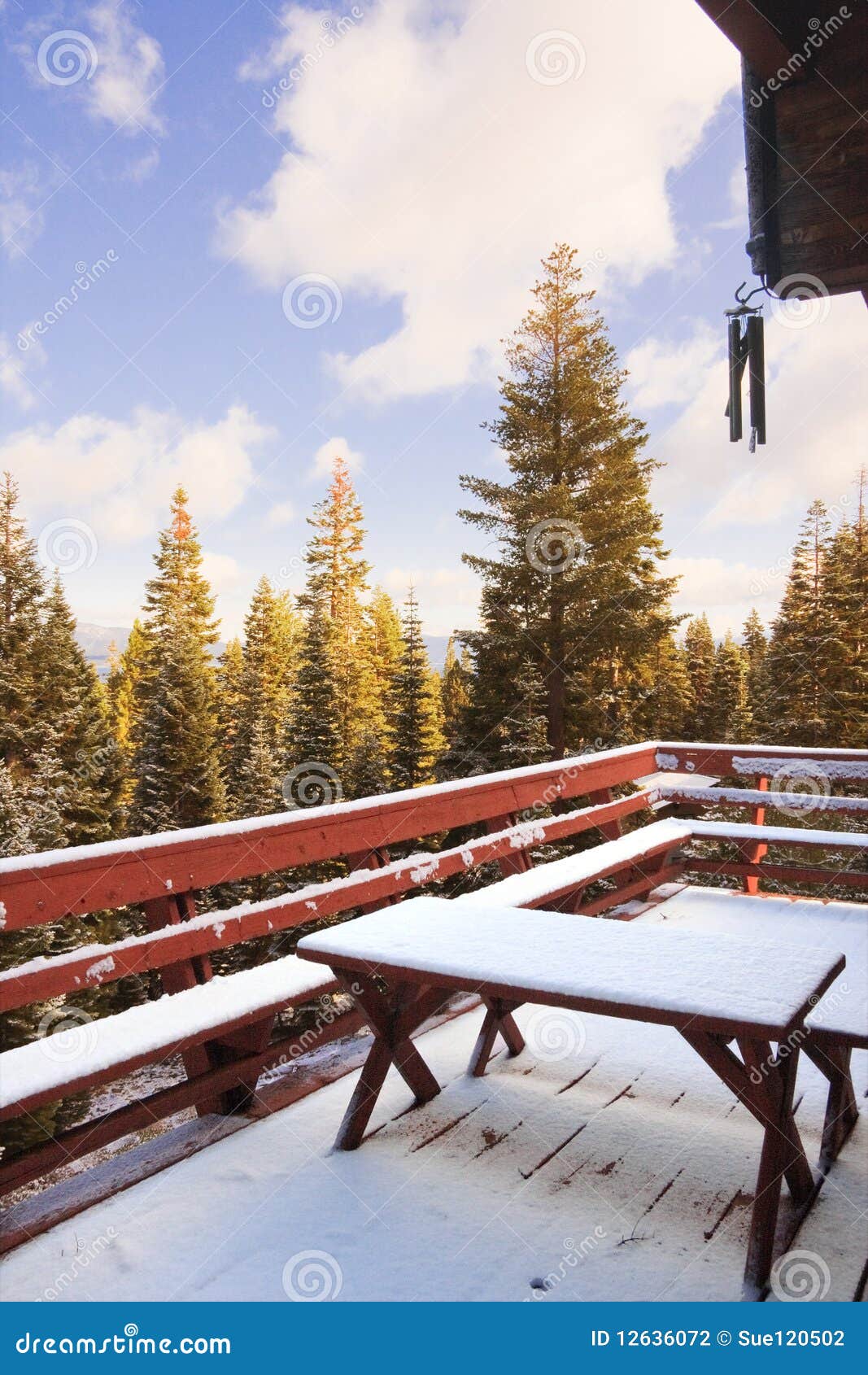 The Deck in snow stock photo. Image of balcony, bright 12636072